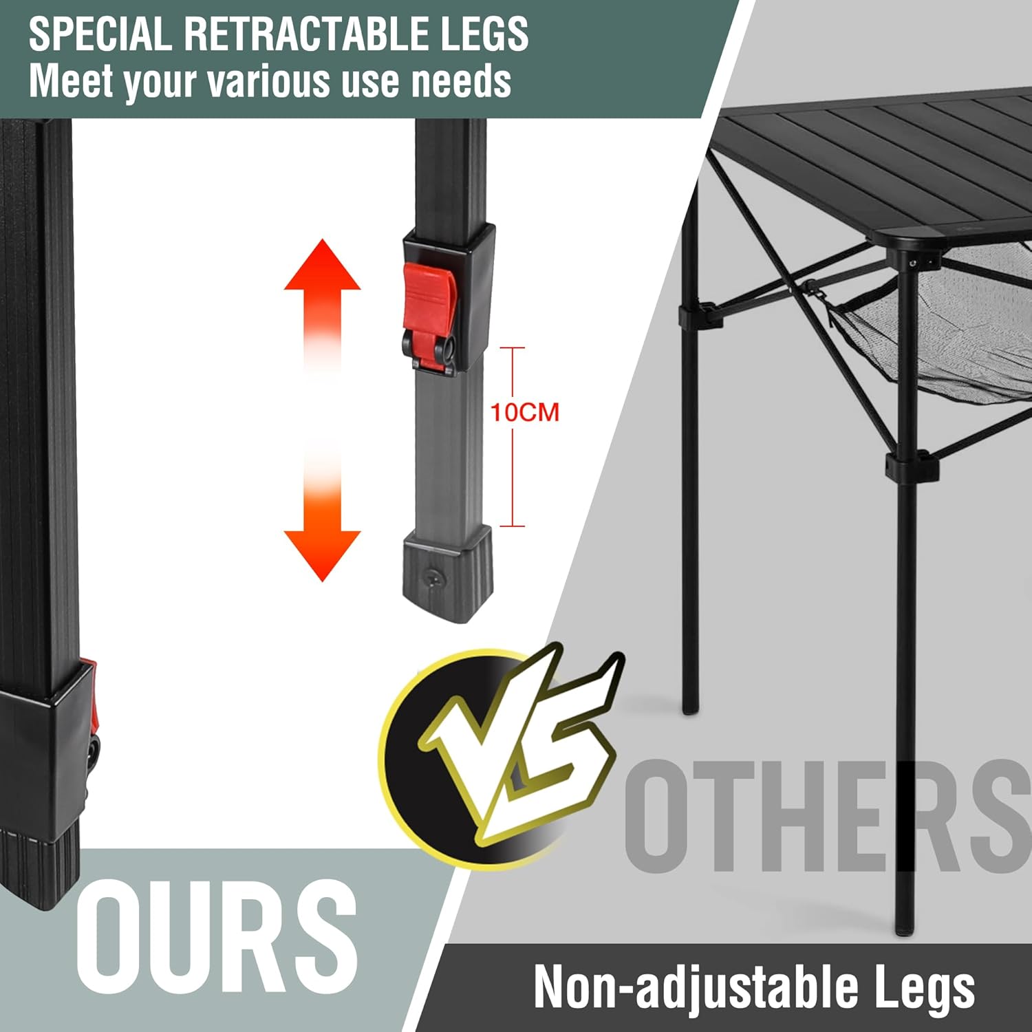Thumbnail 5 de VILLEY Camping Table Folding: Lightweight, Adjustable Aluminium Camp Table
