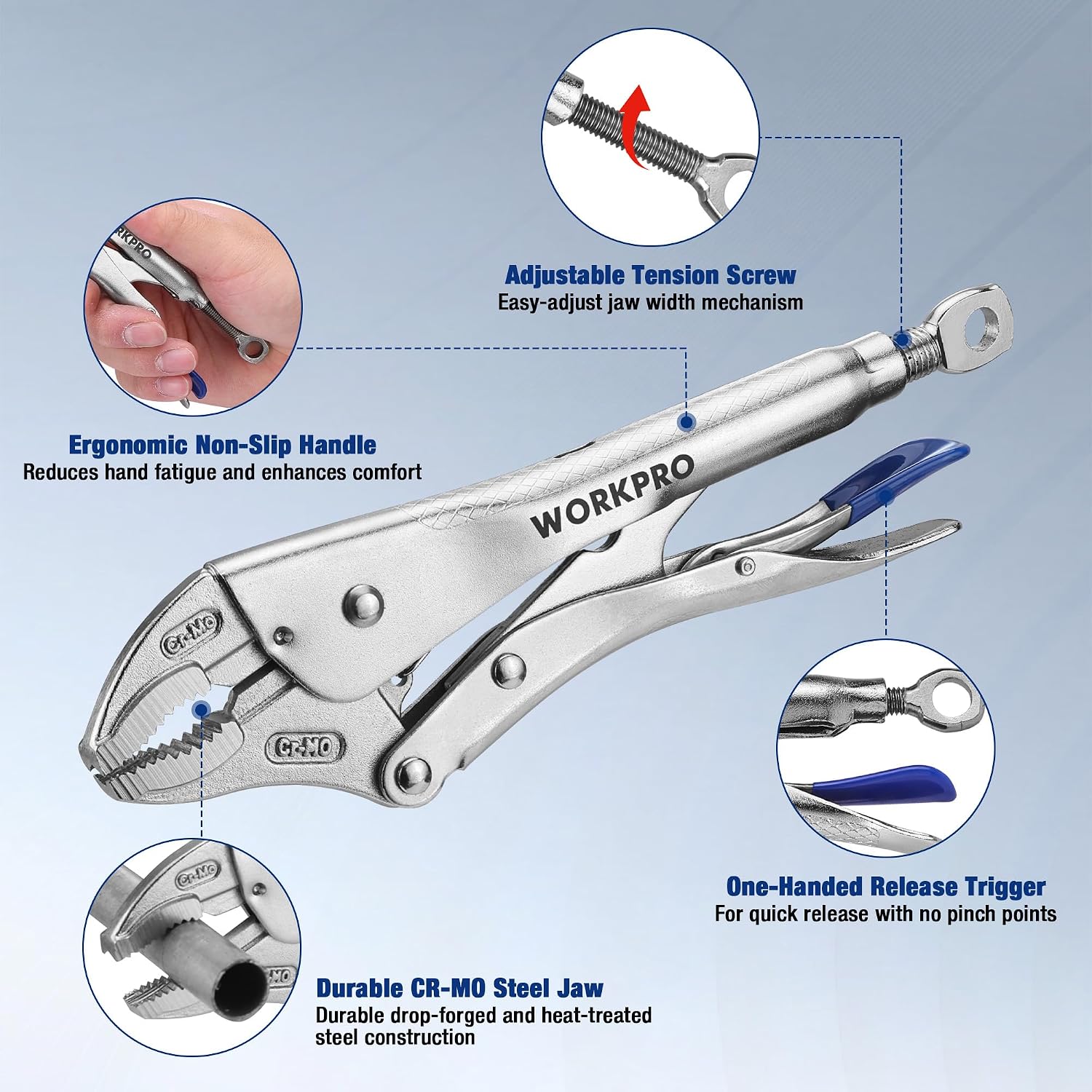 Detalle 2 de WORKPRO Locking Pliers, 10-Inch