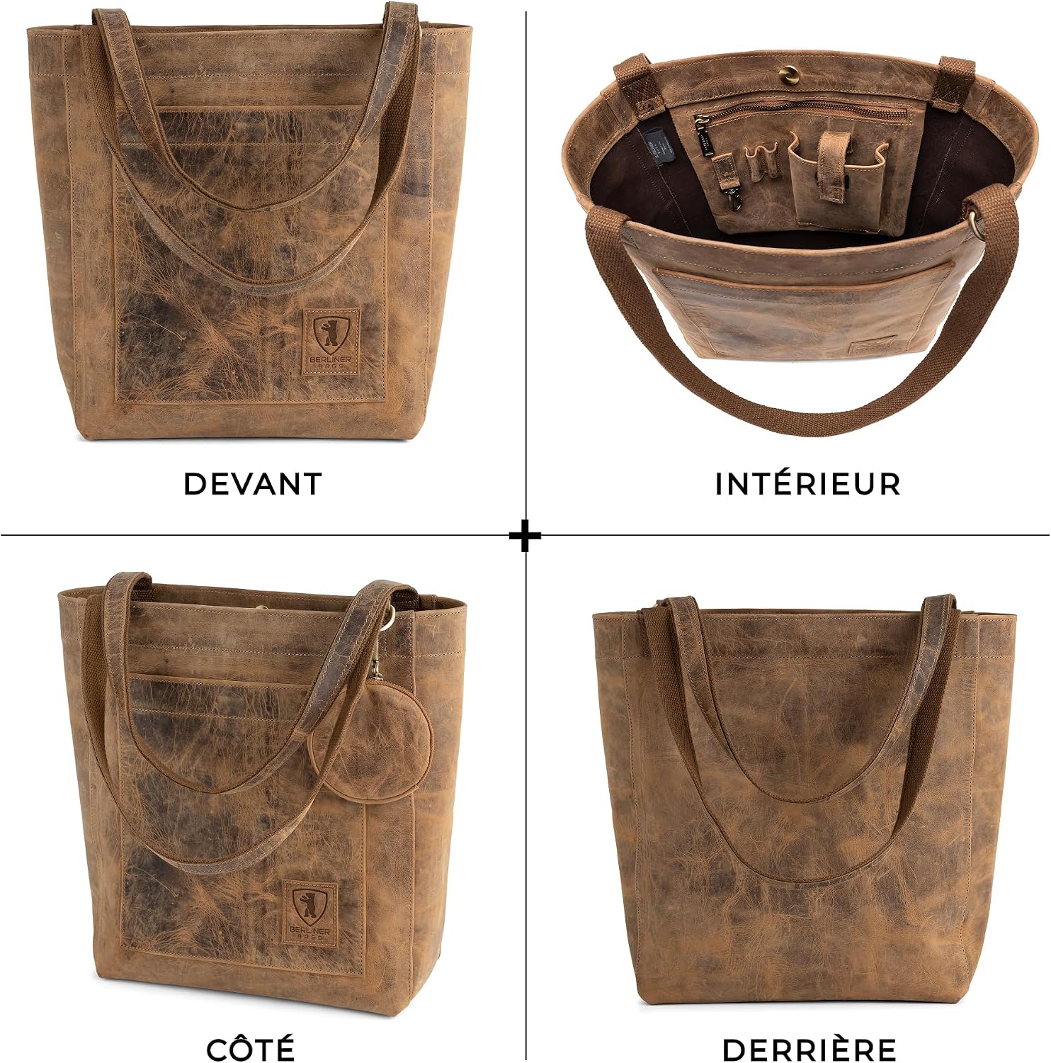 Thumbnail 4 de Berliner Bags Seville Grand : Cabas en Cuir Véritable pour Femme, Spacieux et Élegant