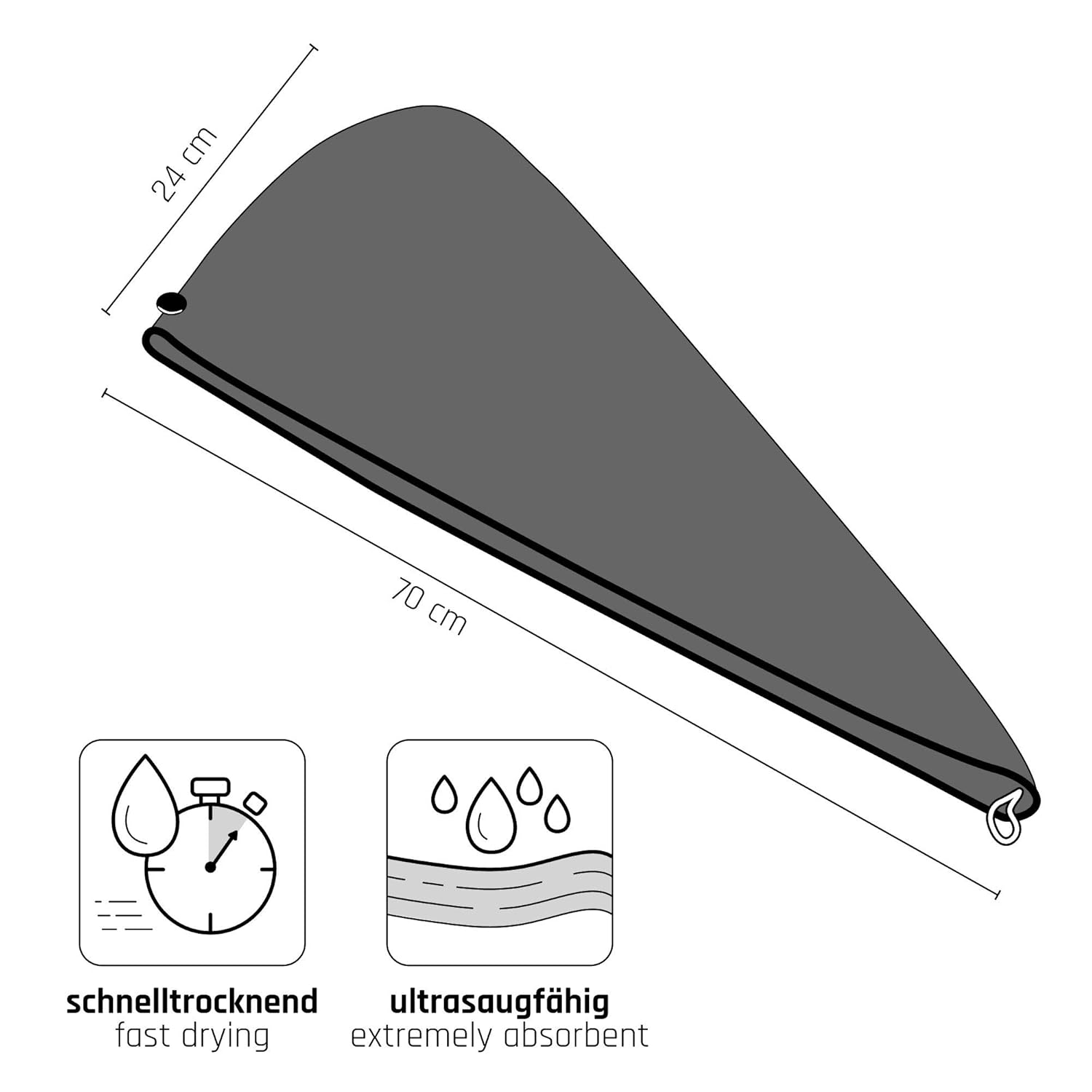 Detalle 1 de Fit-Flip Haarturban Mikrofaser Haarhandtuch 70 x 24