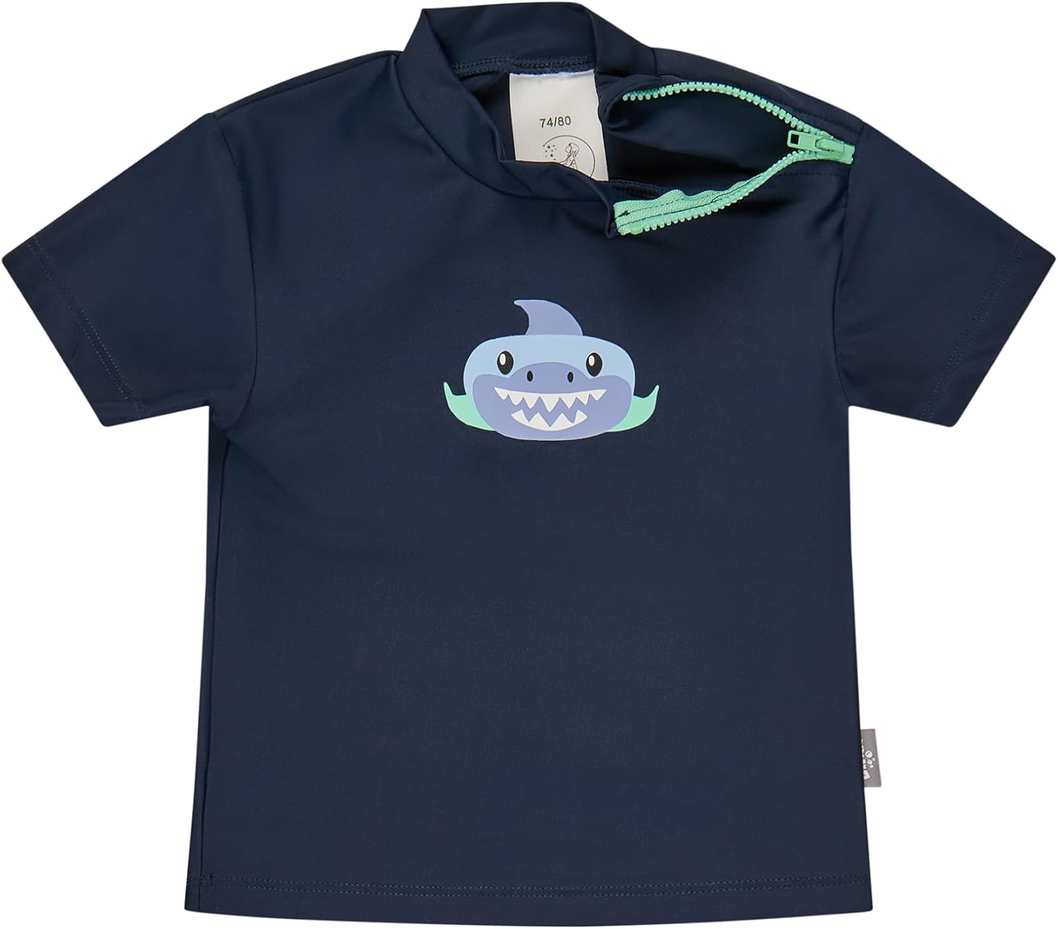Detalle de Sterntaler Badeshirt Kurzarm Hai Print mit UV-Schutz 50+ – Jungen Schwimmshirt mit Stehkragen