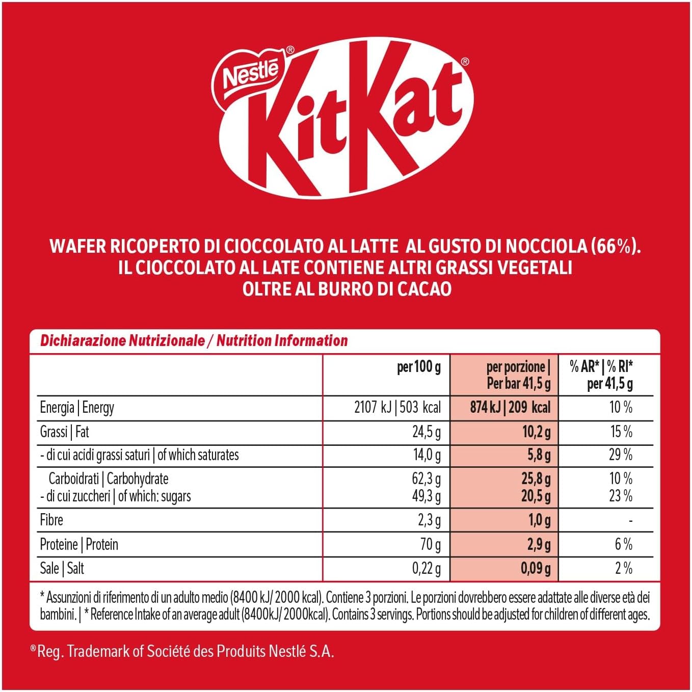 Thumbnail 2 de KitKat Hazelnut Wafer ricoperto di Cioccolato al Latte - 24 snack da 41,5 g (996 g)