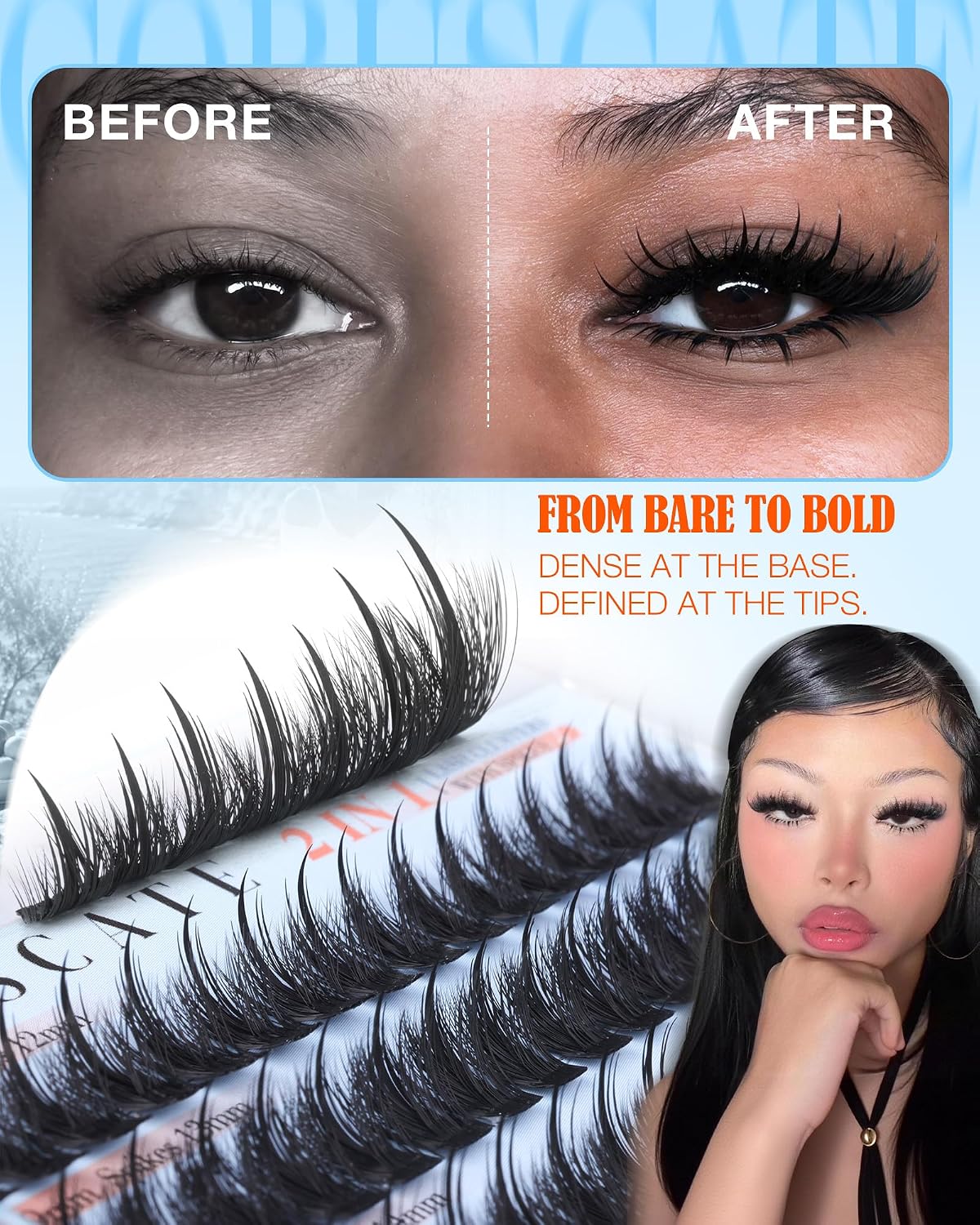 Detalle de CORUSCATE Manga Lash Clusters 12–18mm