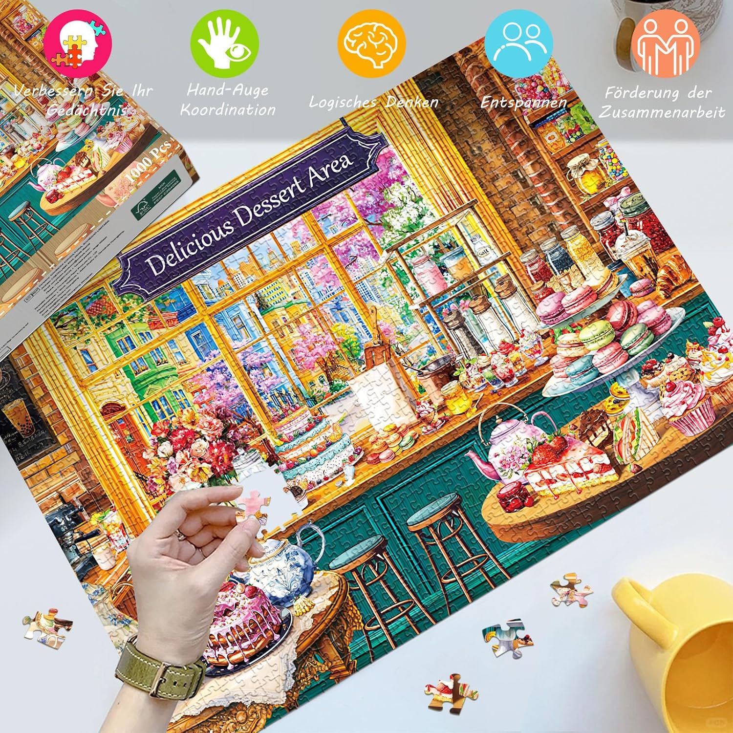 Detalle 2 de HUADADA Puzzle 1000 Teile Dessertladen 🧩