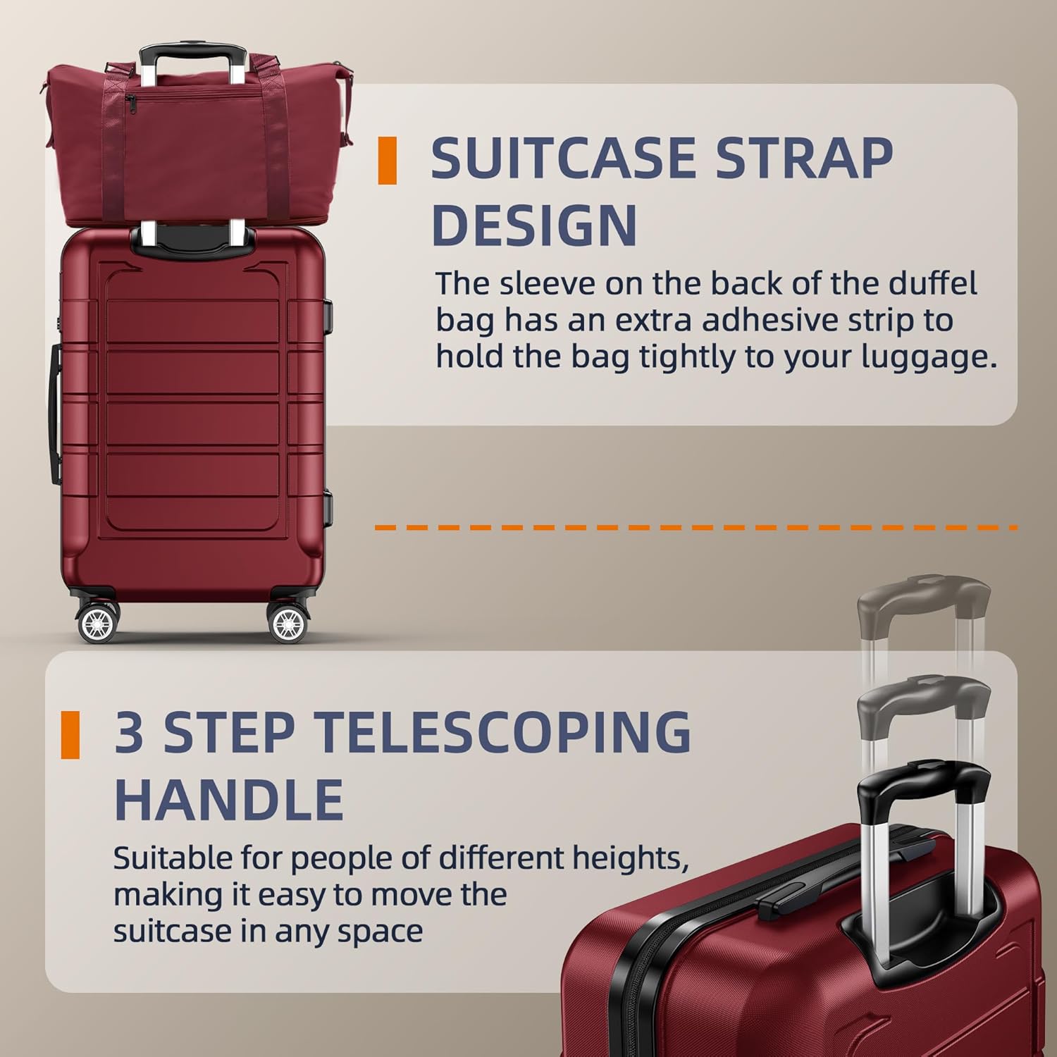 Thumbnail 3 de SHOWKOO 3-Piece Hard Shell Expandable Suitcase Set with TSA Lock and 360° Wheels