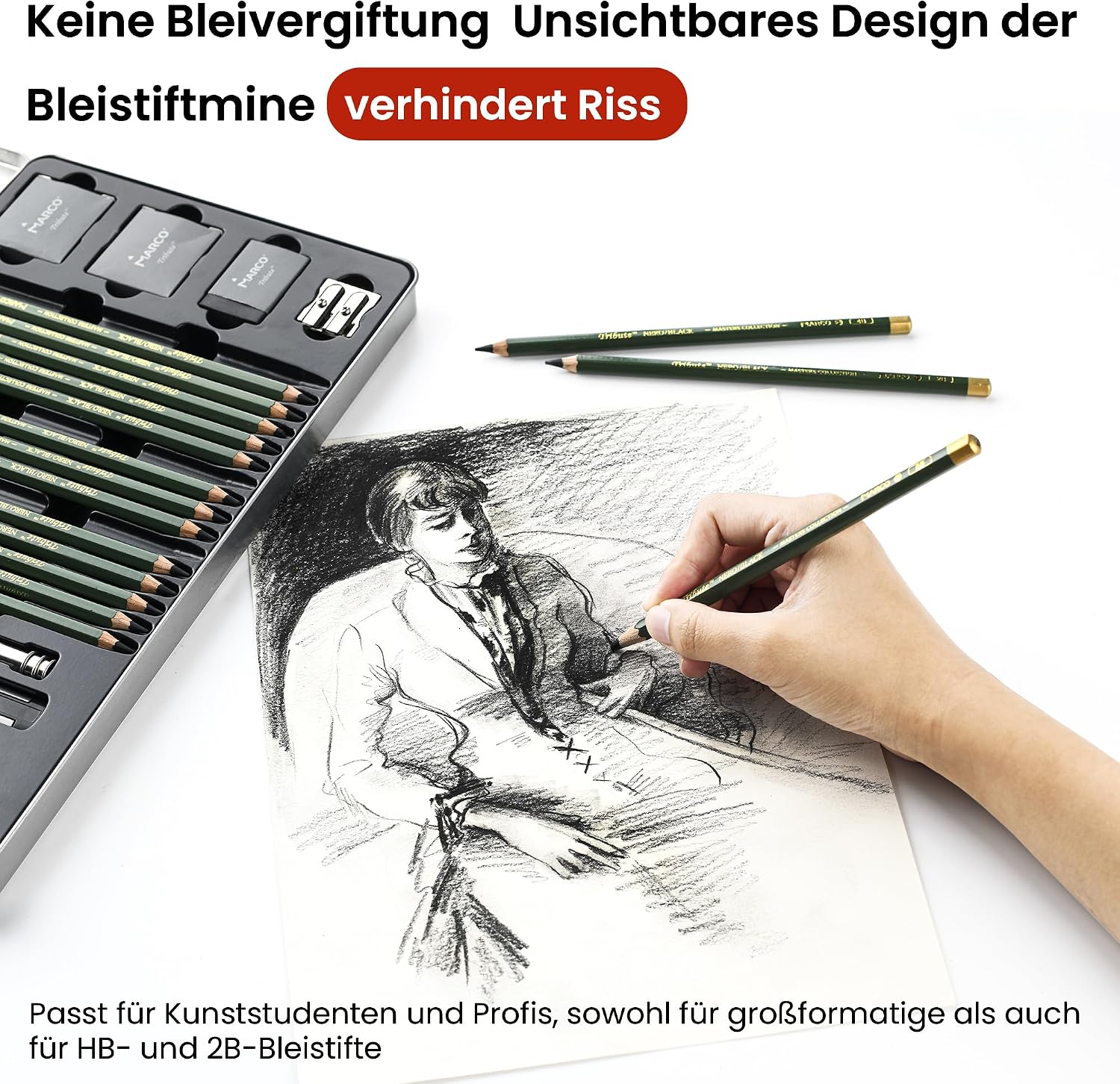 Detalle 2 de Zeichnungsset für Skizzen, 25 Bleistifte
