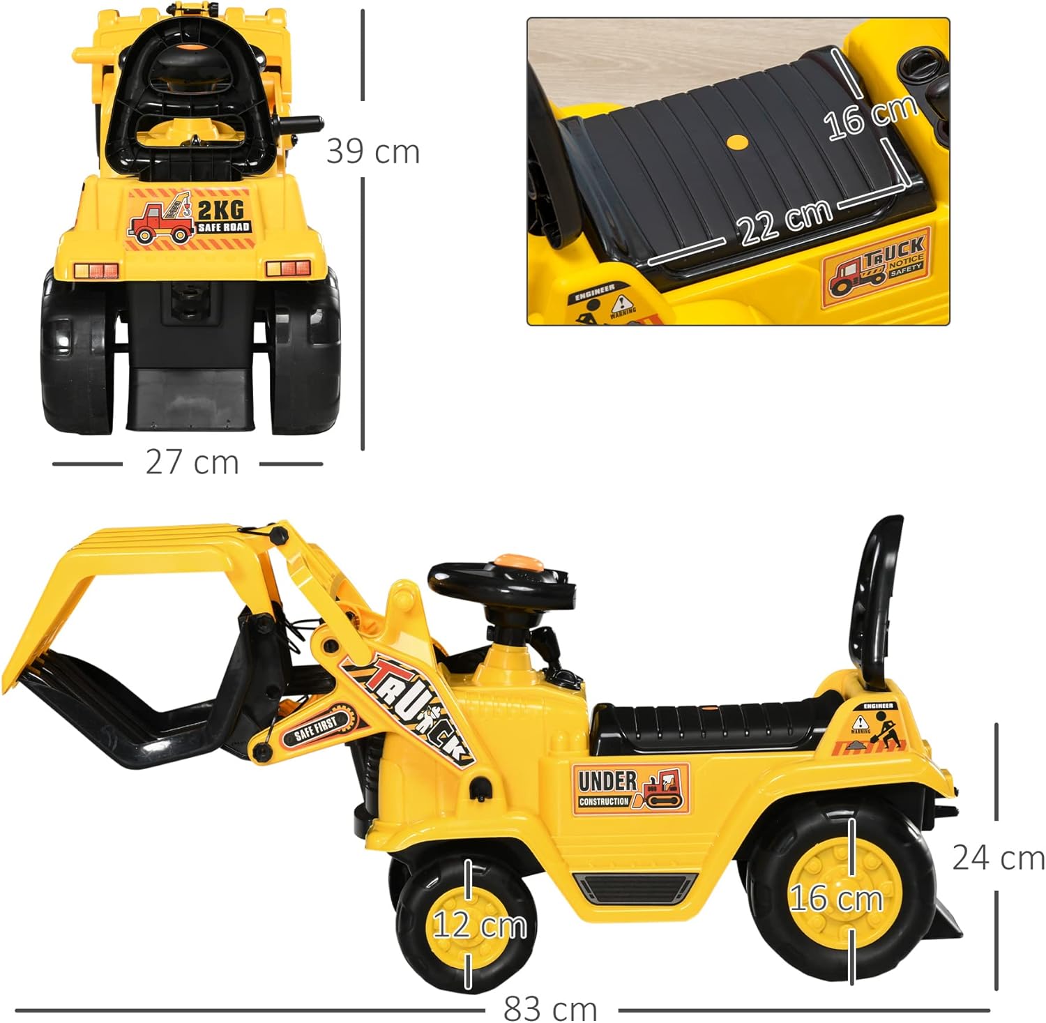 Thumbnail 6 de HOMCOM Tractor correpasillos Excavadora 83x27x39 cm