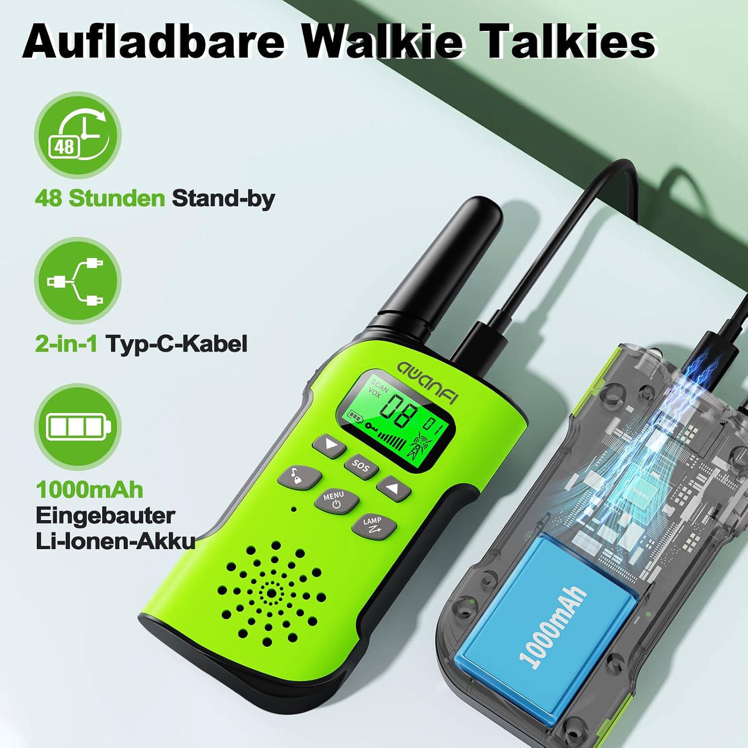 Thumbnail 2 de AWANFI Walkie Talkie Kinder 3 km Reichweite