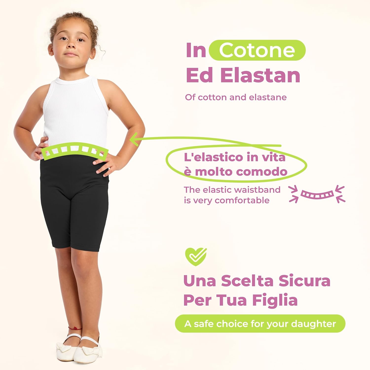 Detalle de Merry Style Leggings Corti Bambina e Ragazza MS10-227: comfort e versatilità per ogni stagione