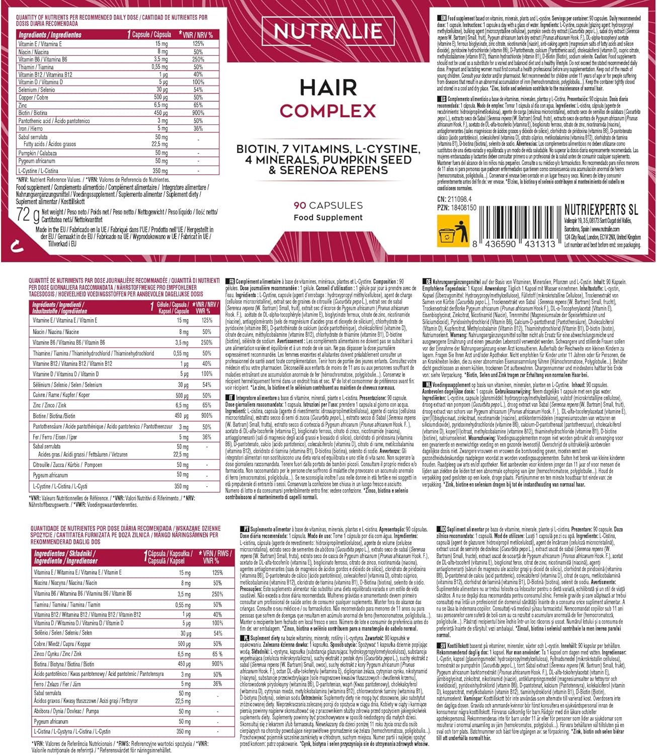 Thumbnail 5 de VITAMINAS PARA EL CABELLO Biotina 90 cápsulas