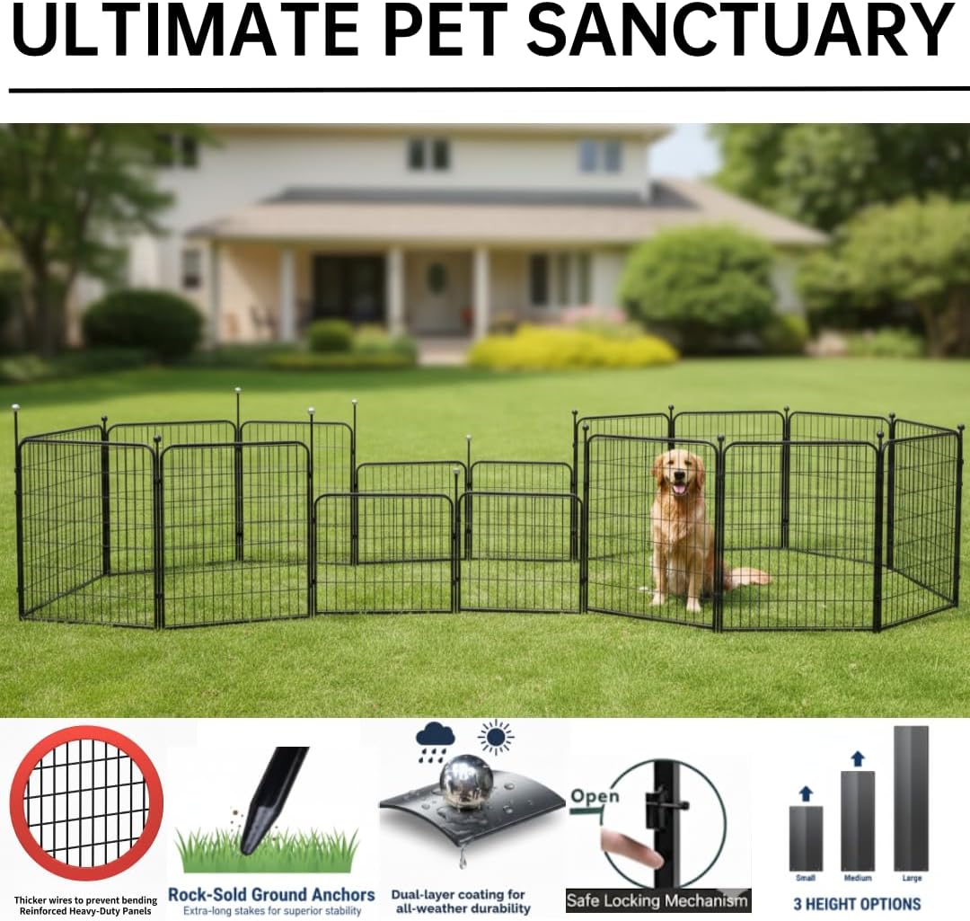 Detalle de IGOOUO Puppy Playpen Indoor/Outdoor 61cm High: A practical enclosure for safe, flexible space