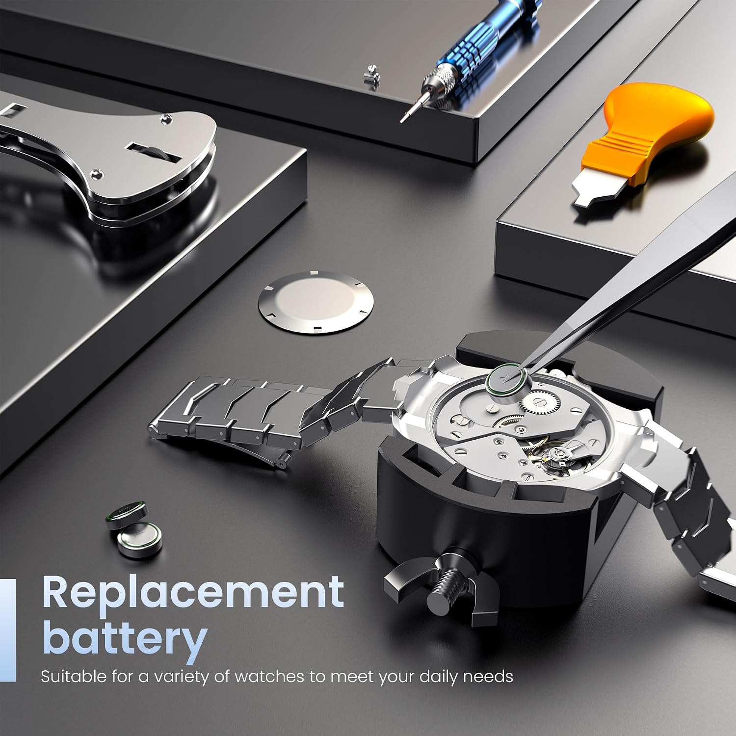 Detalle de JOREST Watch Repair Kit (2025) – Comprehensive tool set for battery, strap adjustments and case back opening