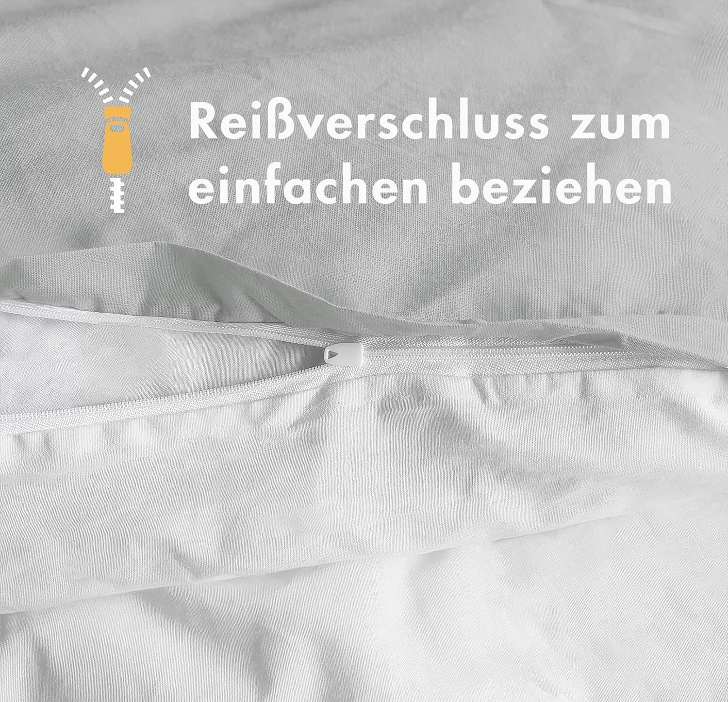 Thumbnail 4 de Sleeptime Bettwäsche 200x200 3-teilig – 100% Baumwolle, OEKO-TEX, Grau/Weiß – atmungsaktiv, pflegeleicht