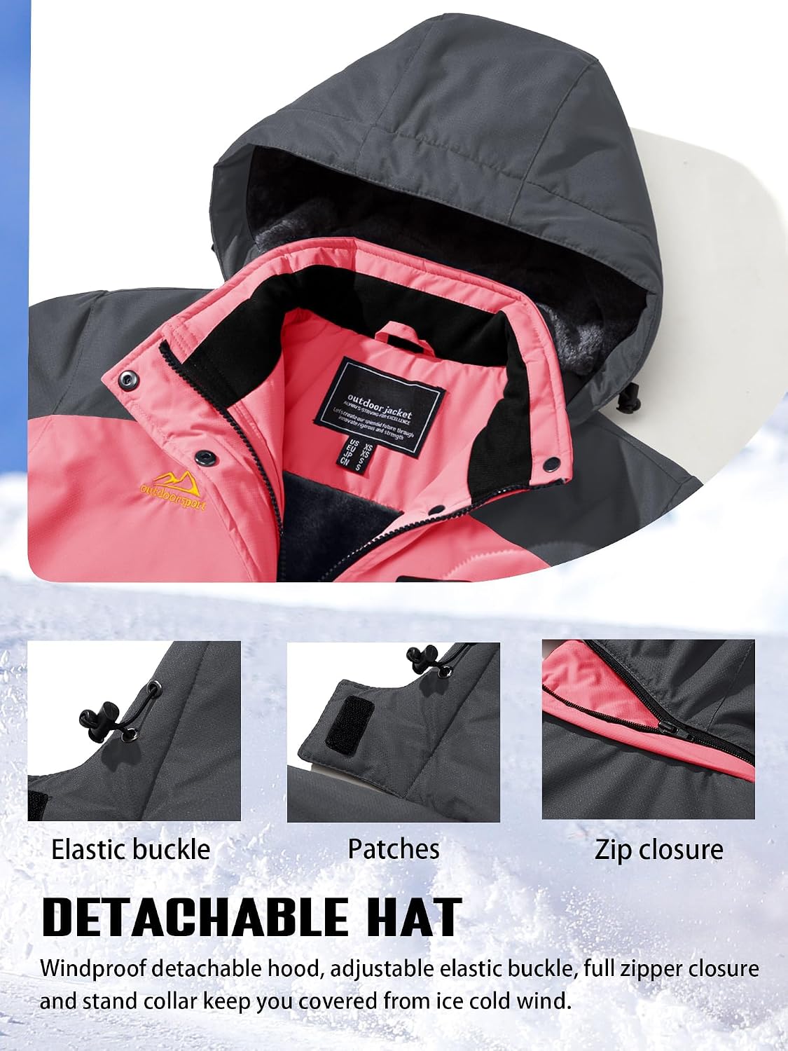 Thumbnail 5 de TACVASEN Women's Waterproof Jacket with Detachable Hood
