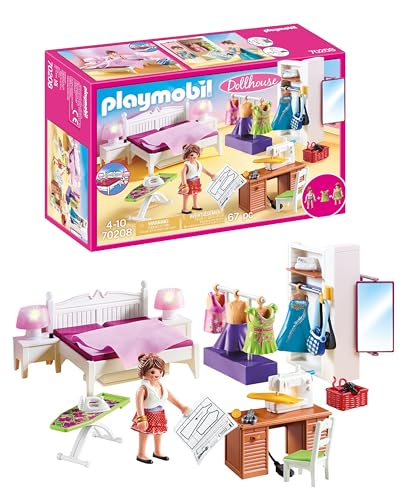 Detalle de Playmobil 70208 Chambre avec Espace Couture – Maison de poupée avec coin couture