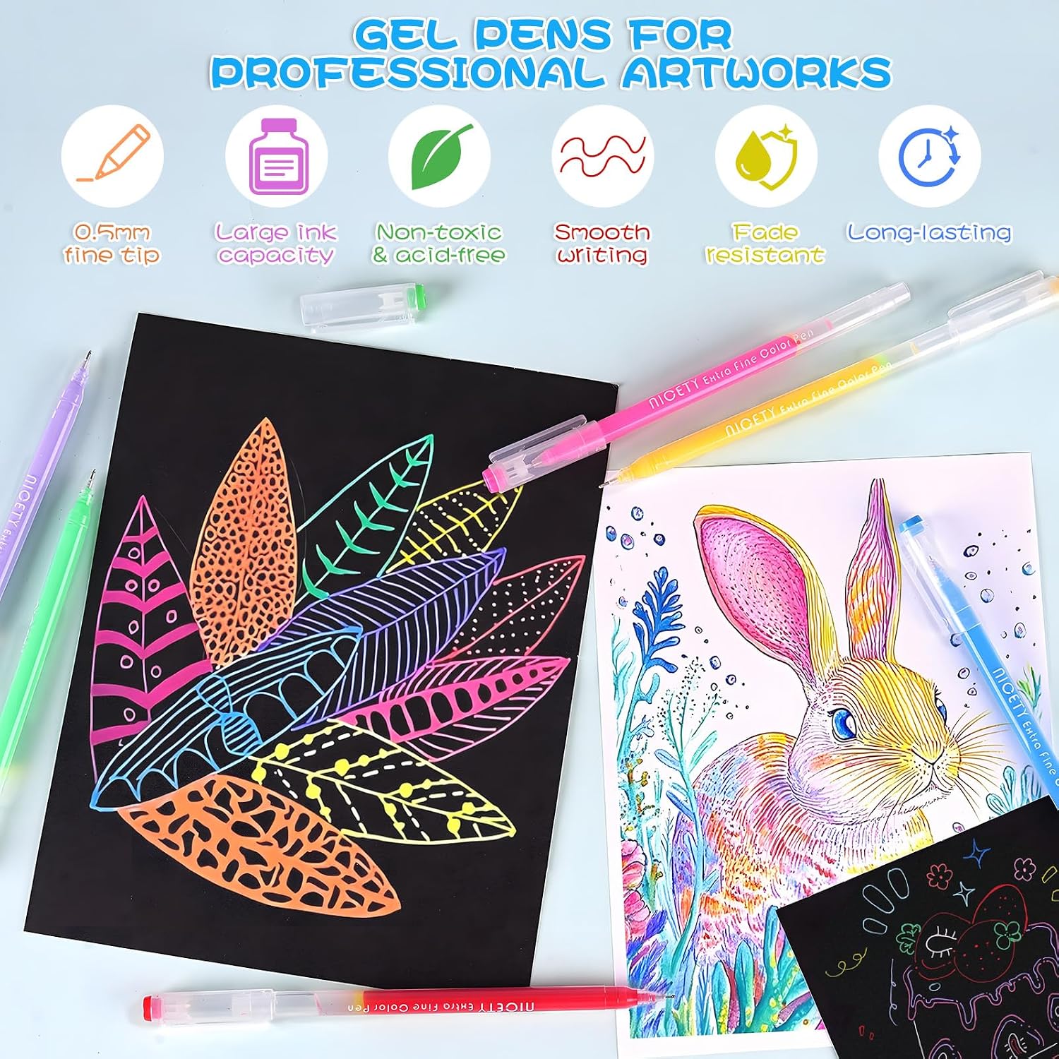 Thumbnail 6 de NICETY 168 Gel Pens set 0.5mm for colouring 🎨