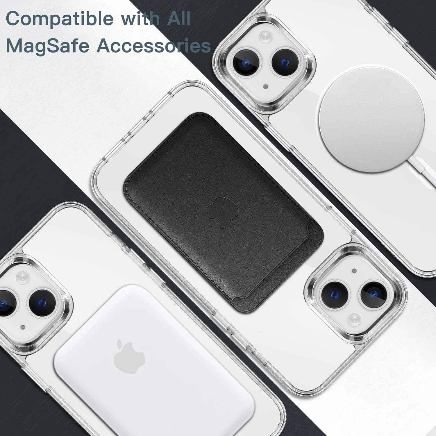 Detalle de JETech Cover Magnetica per iPhone 14 6,1" Trasparente con MagSafe – Protezione antiurto e ricarica wireless