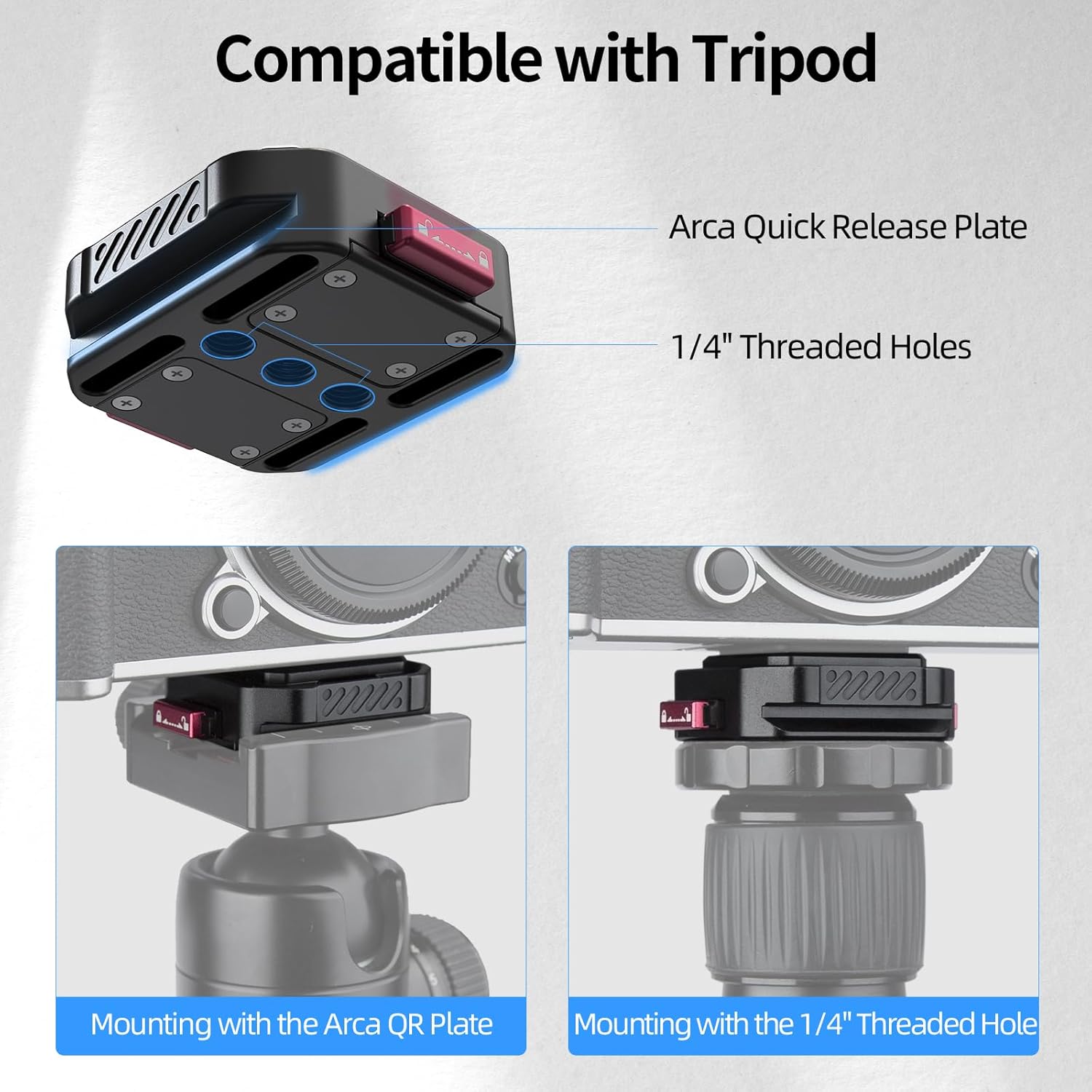 Detalle de Nitze N51-A1 Kamera Schnellwechselplatte mit Arca QR-Platte – 10 kg Traglast, 1/4" Gewinde, für DSLR/Spiegellose + Rig