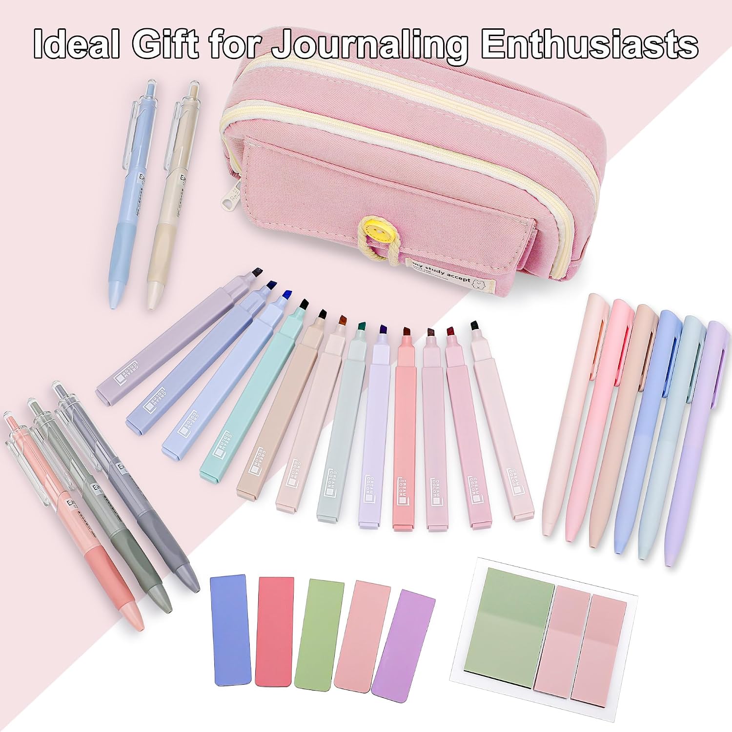 Thumbnail 6 de COZCLAM 32pcs Aesthetic Stationery Set with Pink Pencil Case – Pastel Highlighters, Colour Pens and Magnetic Bookmarks