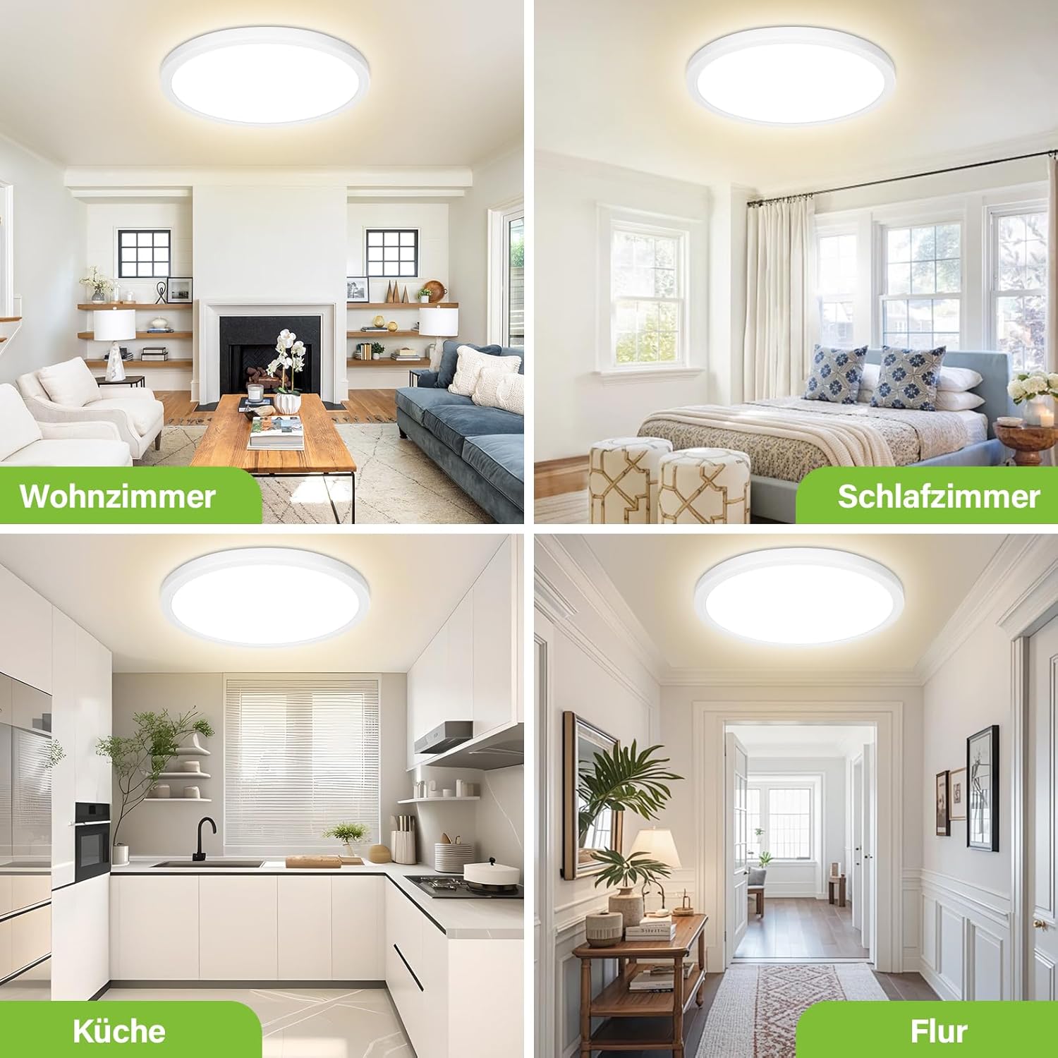 Thumbnail 6 de Bzavor LED Deckenlampe – 2600 lm, 11 W, 4000 K, IP54, ultra dünn Ø30 cm