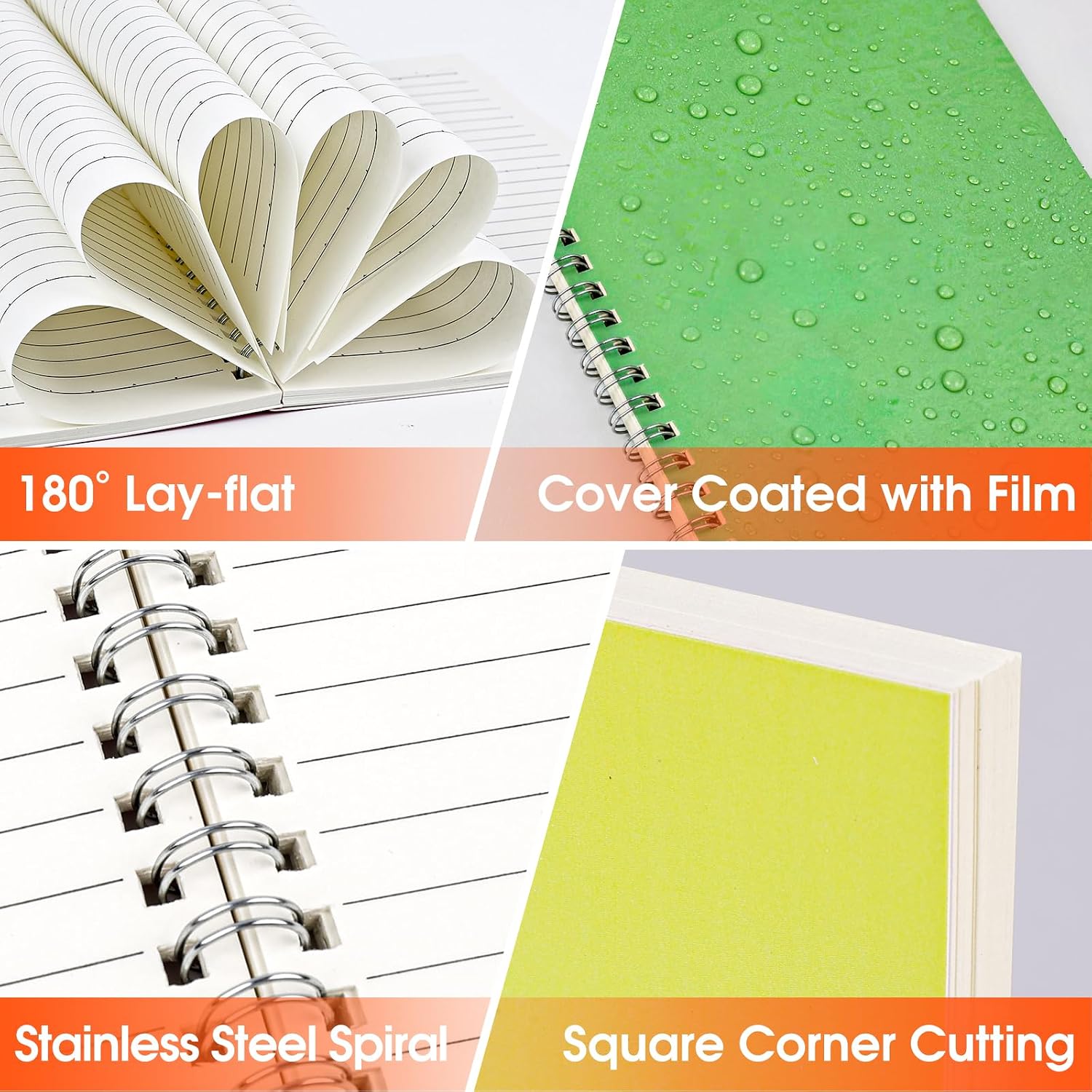 Detalle de BGUP 3-Pack A5 Spiral Notebooks, 120 Pages, 80 GSM Wide-Ruled Paper