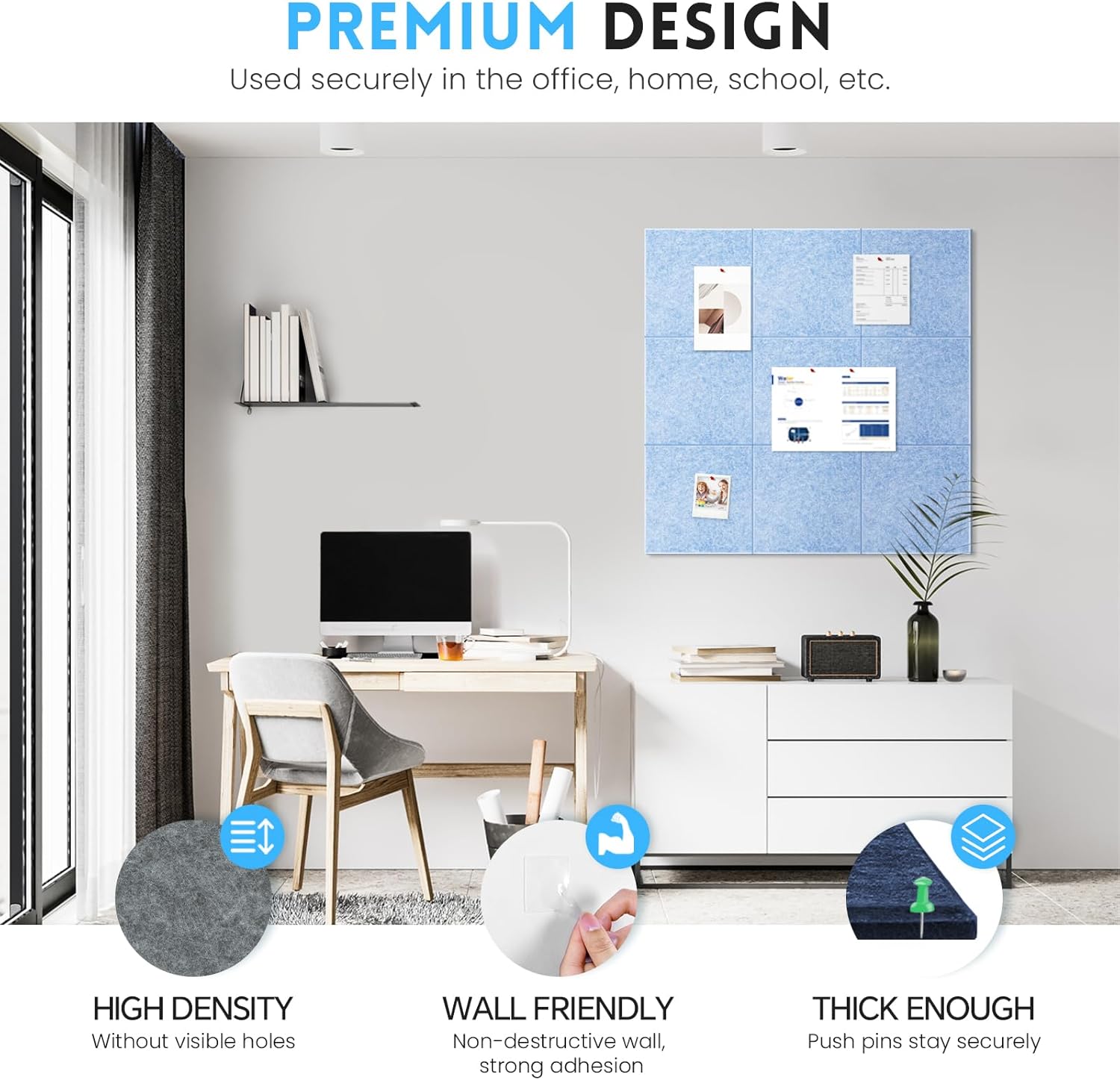 Detalle 2 de Large Cork Bulletin Board 48x36 Light Blue