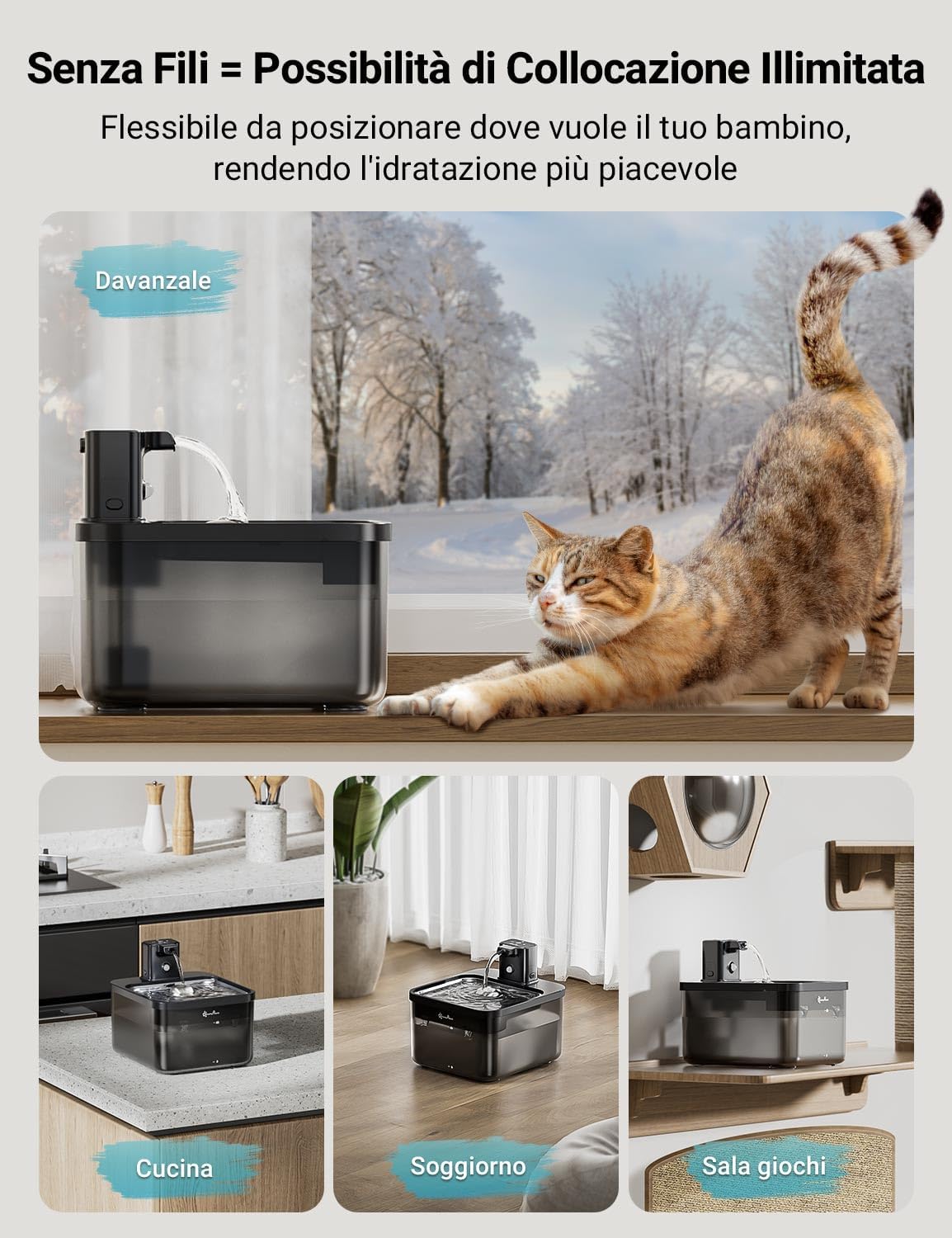 Detalle 2 de DownyPaws Fontanella per Gatti 4000mAh 🐱