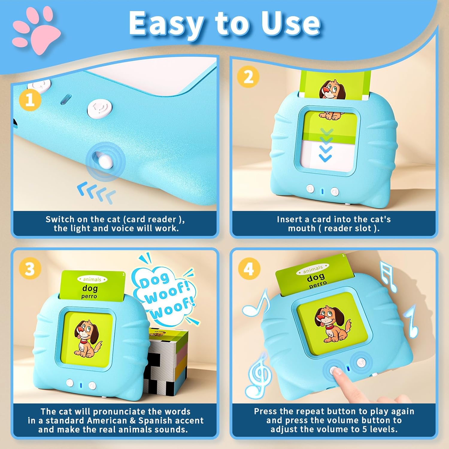Detalle de Aullsaty Bilingual Talking Flash Cards 250 Words