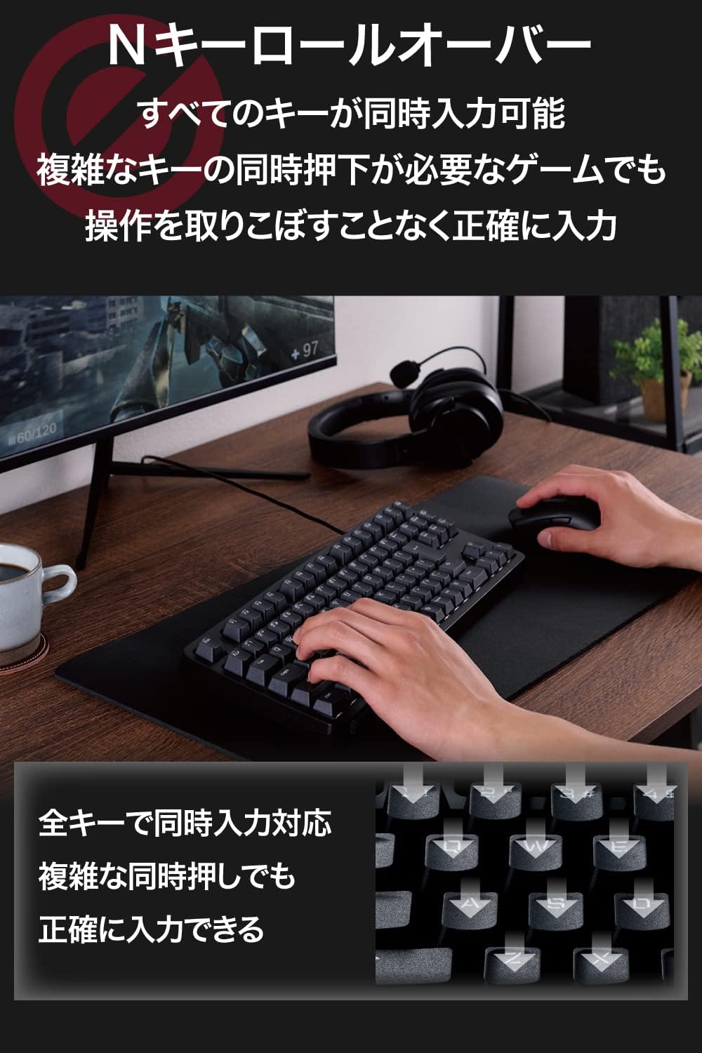 Detalle de エレコム TK-GK20TBK メカニカルゲーミングキーボード 日本語配列・テンキーレス・茶軸