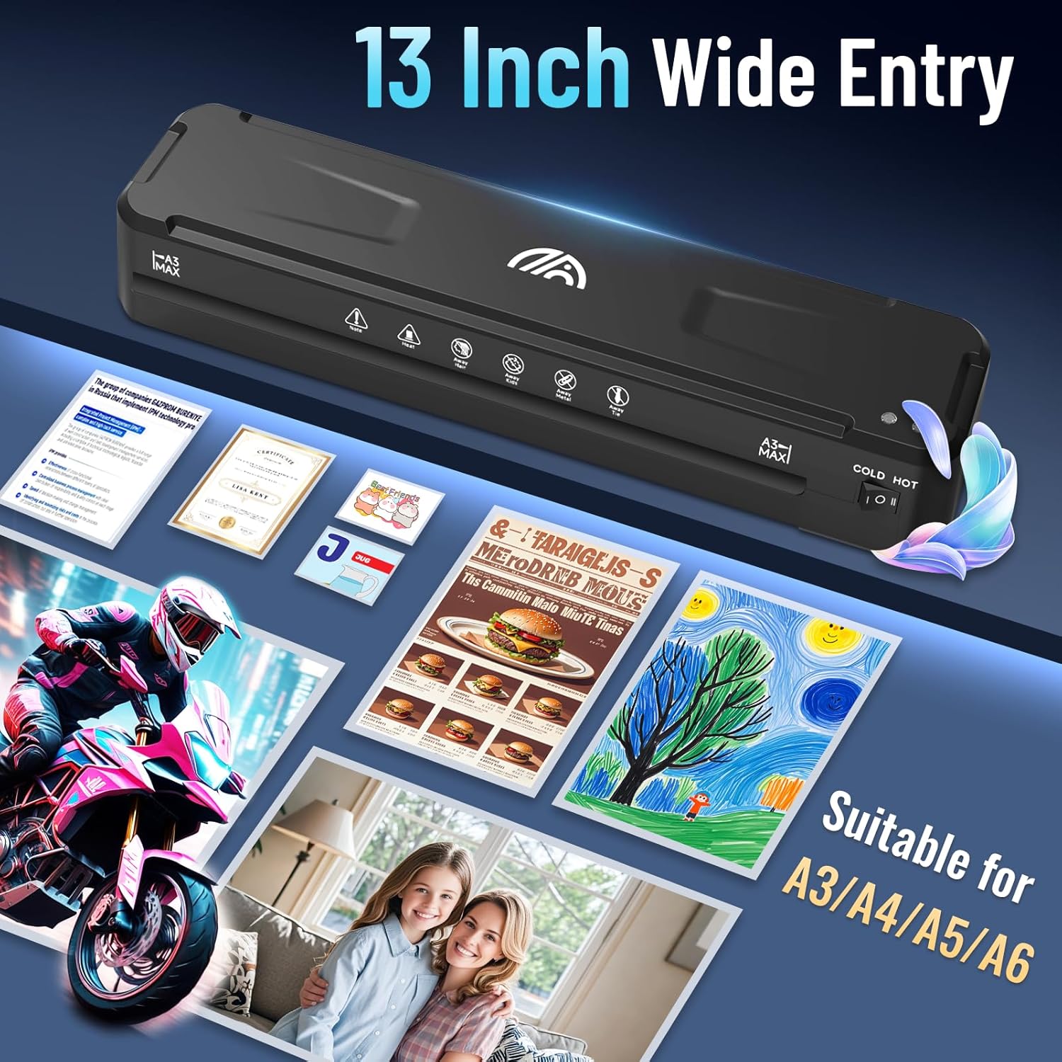 Thumbnail 3 de A3 Laminator Machine with 30 Laminating Sheets, Fast Warm-Up No Jam Laminator, 11x17 Cold & Thermal Laminating Machine for Home School Office
A3 Laminator Machine with 30 Laminating Sheets, Fas…