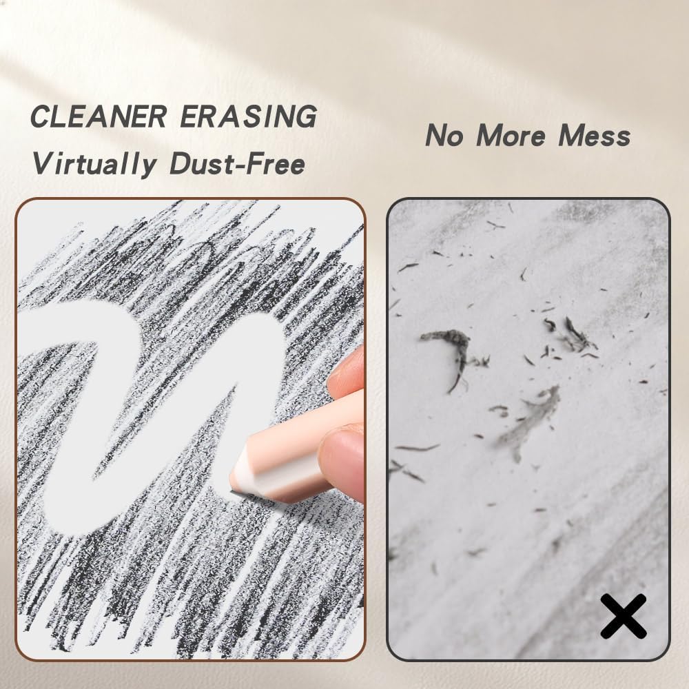 Thumbnail 2 de SimSign bleistiftförmige Radiergummis (10 Stück, 5 Farben) – staubfreie Radierer mit ergonomischem Dreiecksgriff