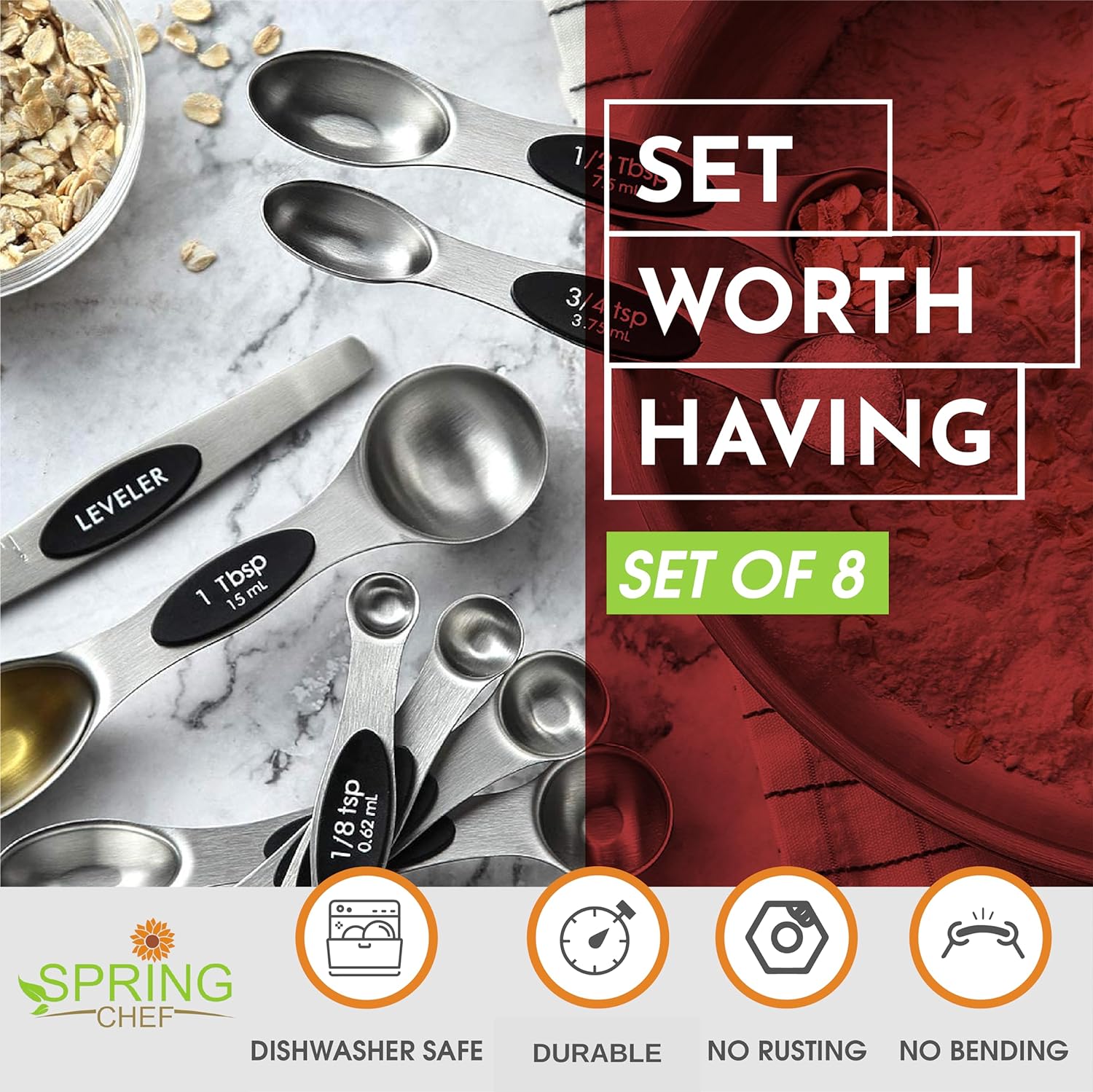 Detalle 2 de Spring Chef Measuring Spoons Set of 8 🍴