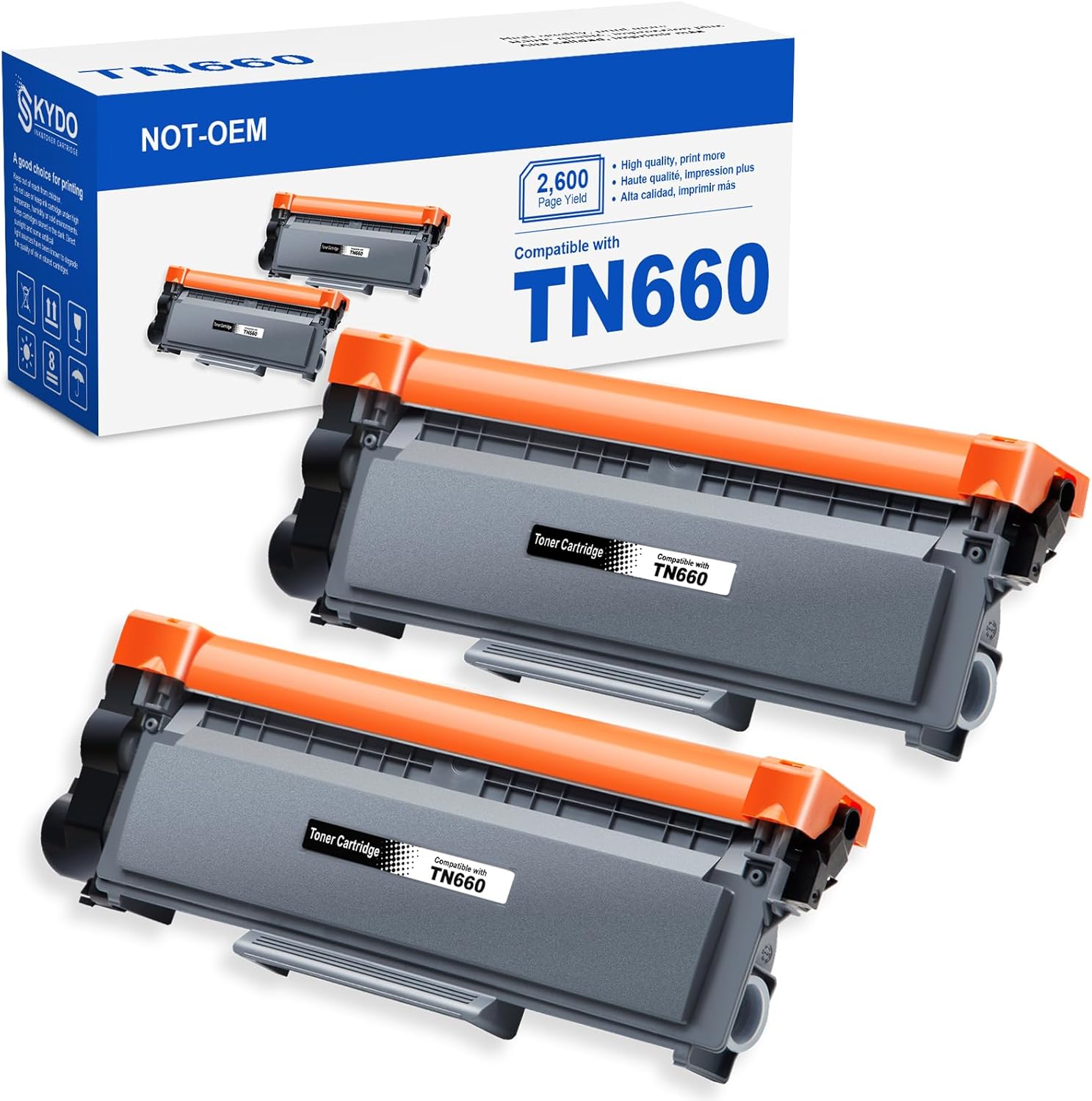 Detalle de Skydo TN660 Black Toner Cartridges, 2-Pack with Smart Chip Technology