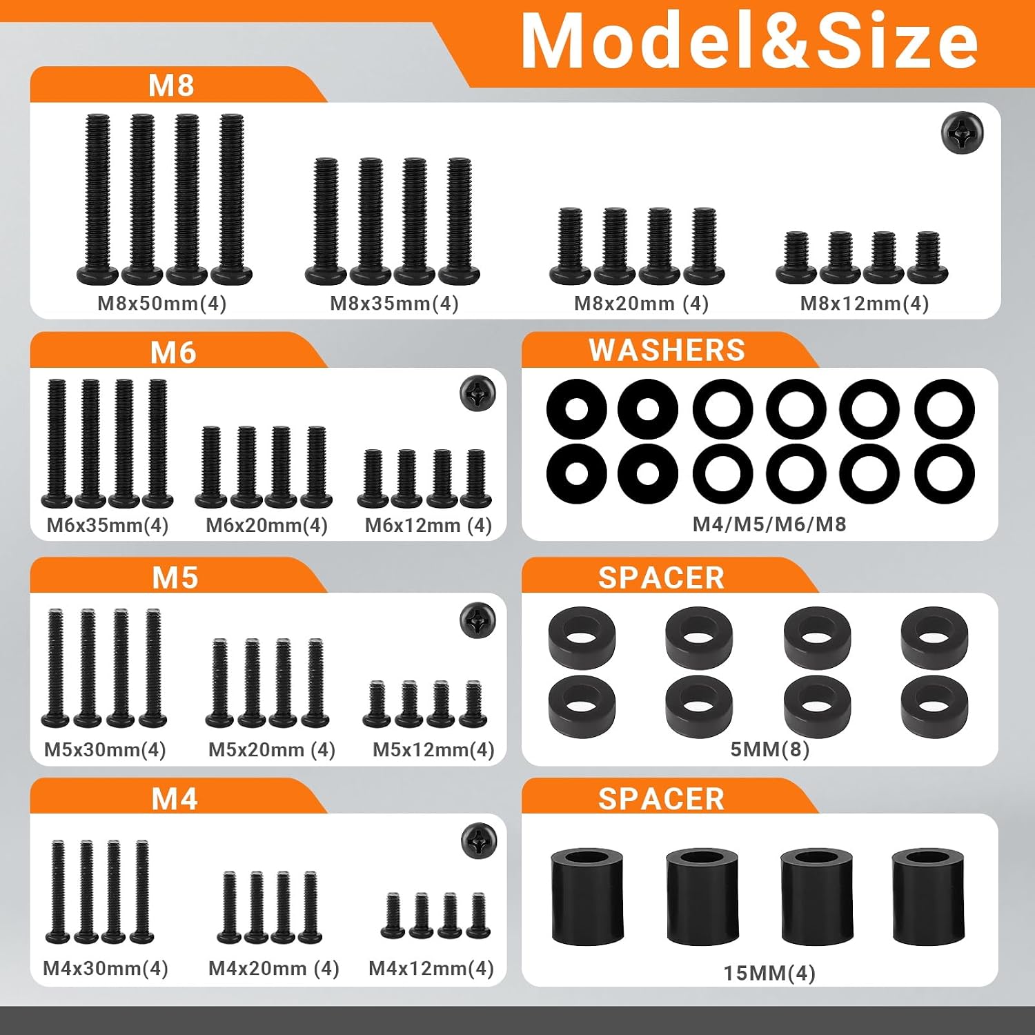 Detalle 2 de Xyxu TV Bracket Screws 76-piece kit for 80-inch TVs