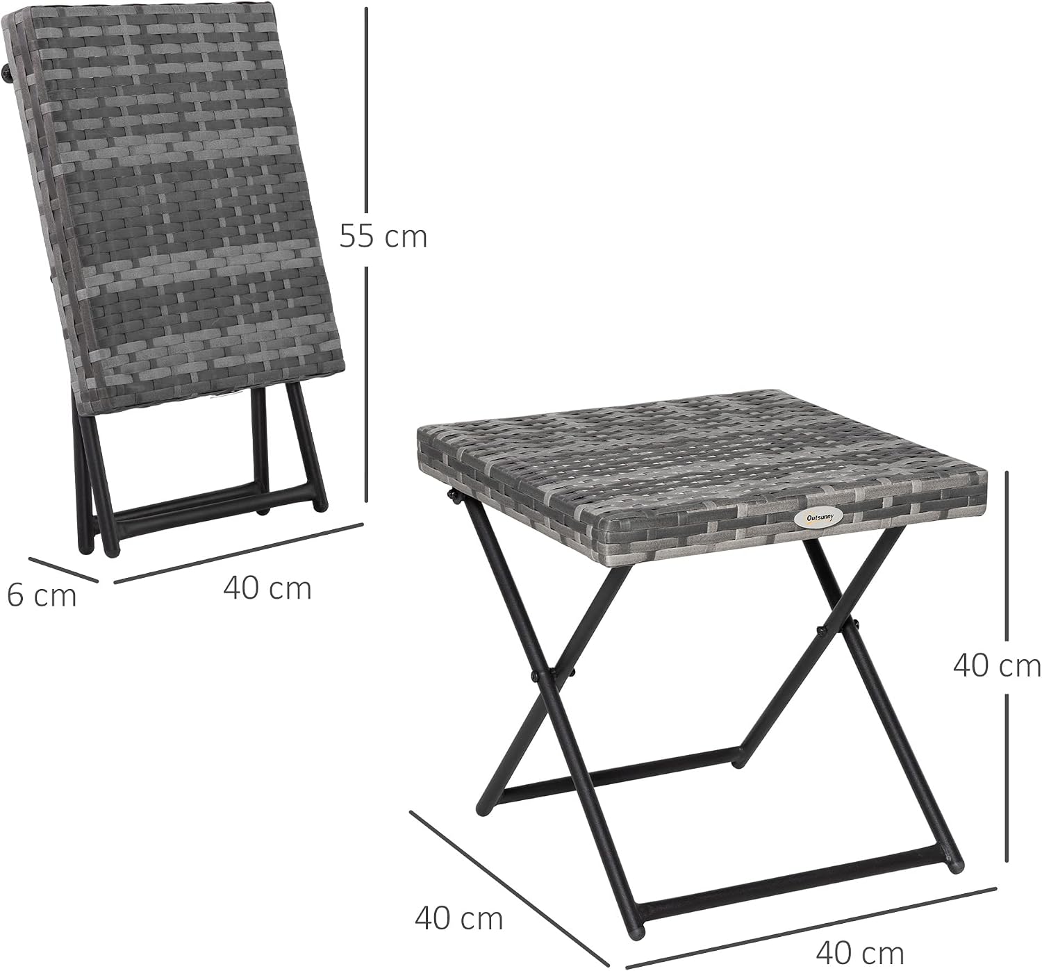 Thumbnail 2 de Outsunny Table basse pliante 40 cm imitation rotin