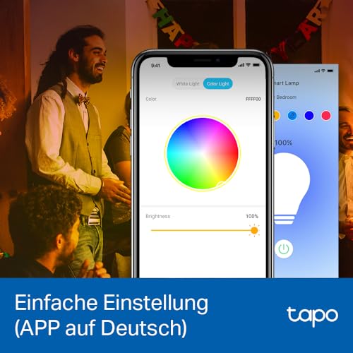 Detalle de Tapo L530E (4-Pack) – Smarte WLAN-Glühbirnen mit E27, farbig dimmbar, kein Hub erforderlich