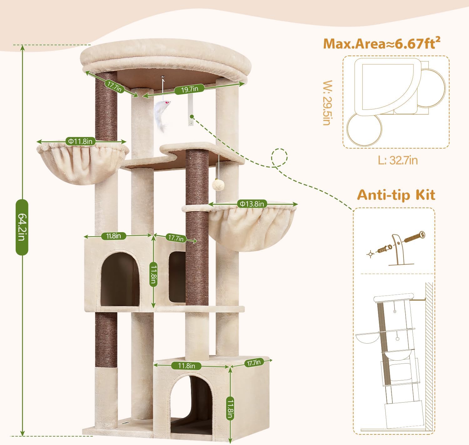 Detalle 2 de Globlazer Cat Tree 64-inch