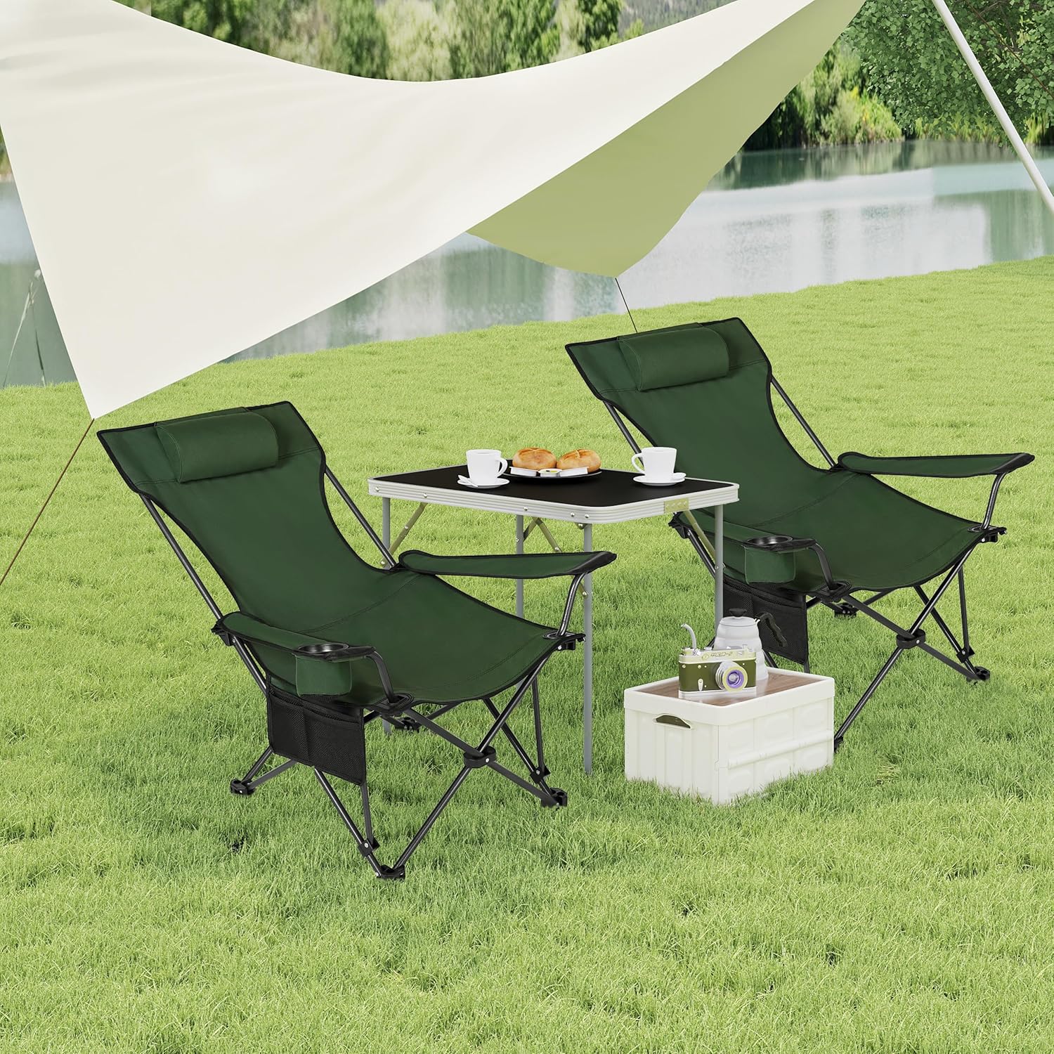 Thumbnail 1 de WOLTU Campingstuhl 2er-Set Faltbar mit Fußablage – 2-in-1 Strandstuhl zum Sitzen oder Liegen