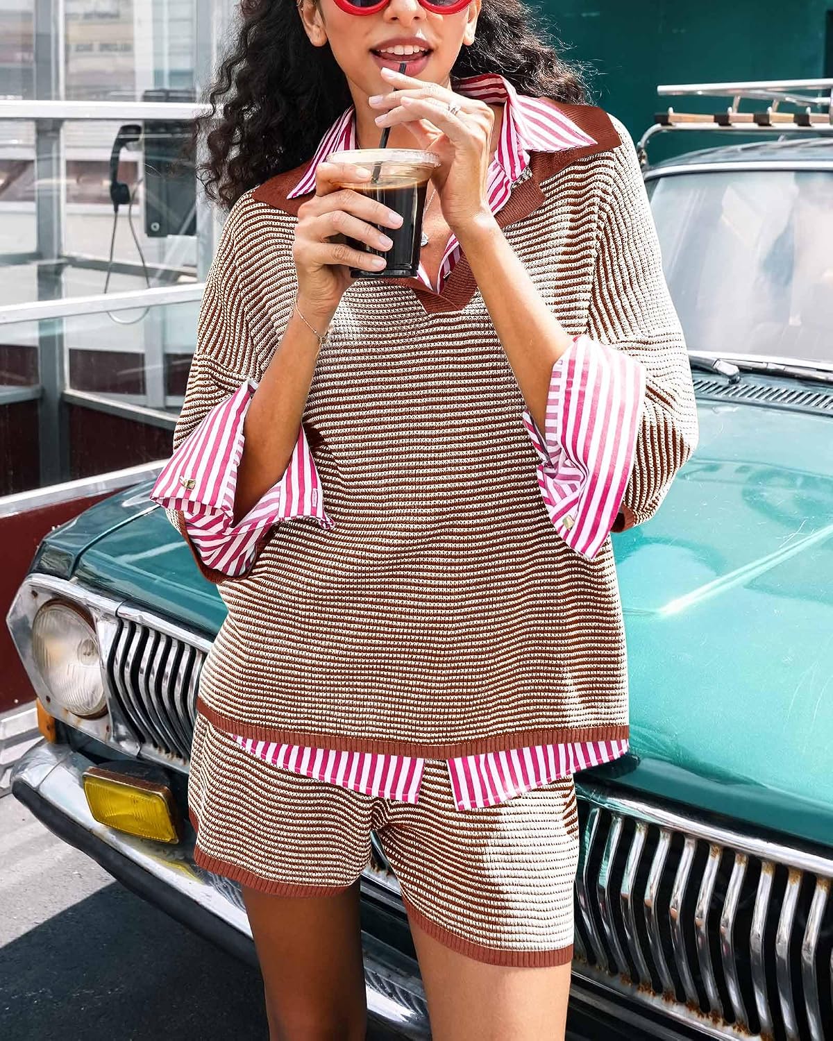 Thumbnail 4 de Tankaneo Sweater Set High Waisted Shorts 2PC Outfit