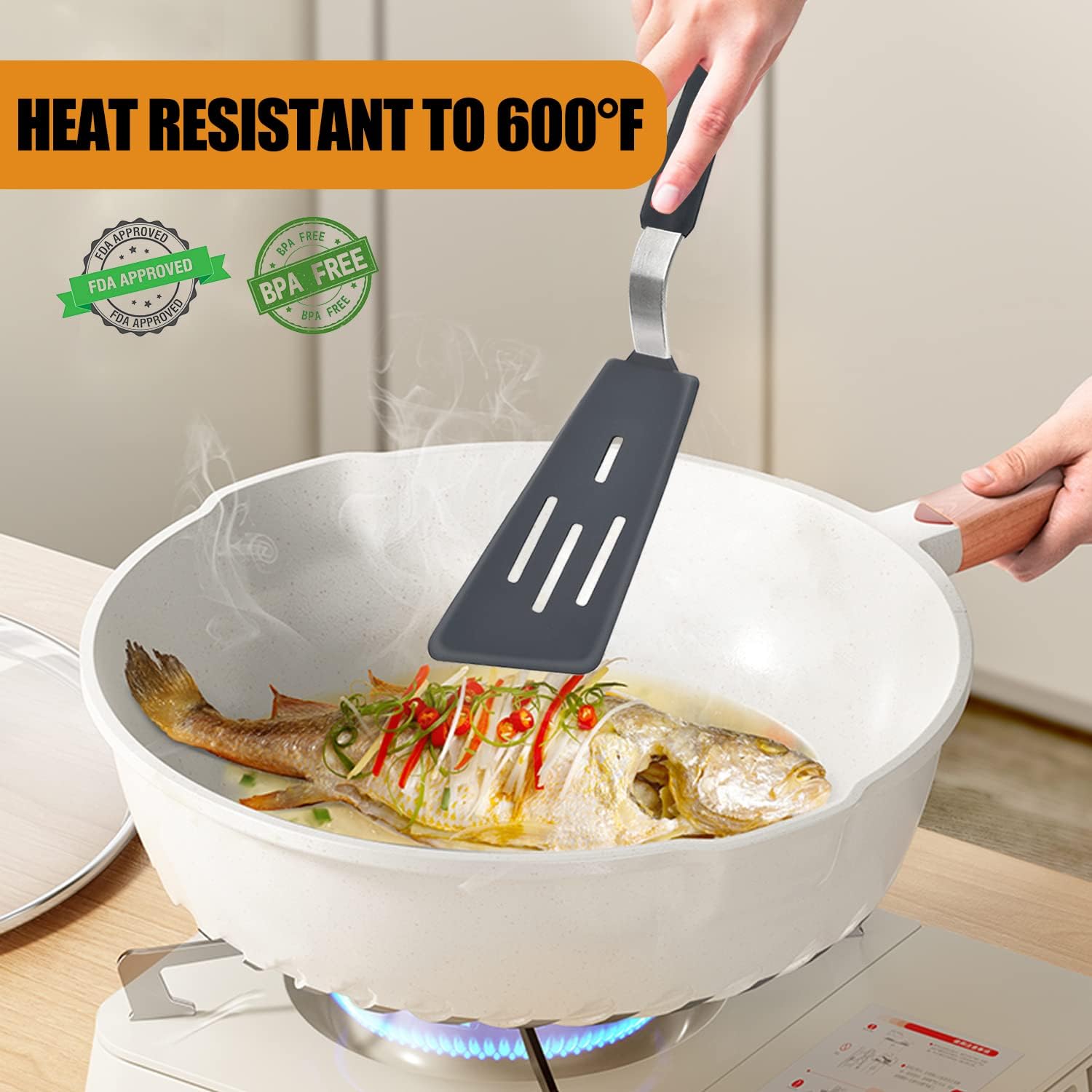 Thumbnail 2 de Beijiyi Silicone Spatula Turner Set of 3 — 600°F Heat Resistant, Nonstick-Safe, BPA Free