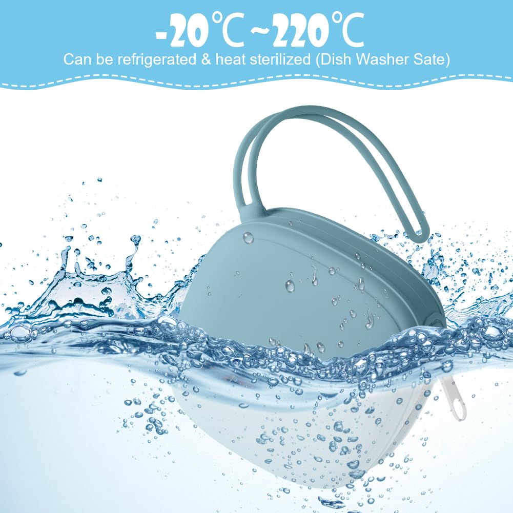 Detalle de Aolso Silikon Schnullerbox Quadrat – BPA-frei, wasserdicht und tragbar (Blau-Grün)
