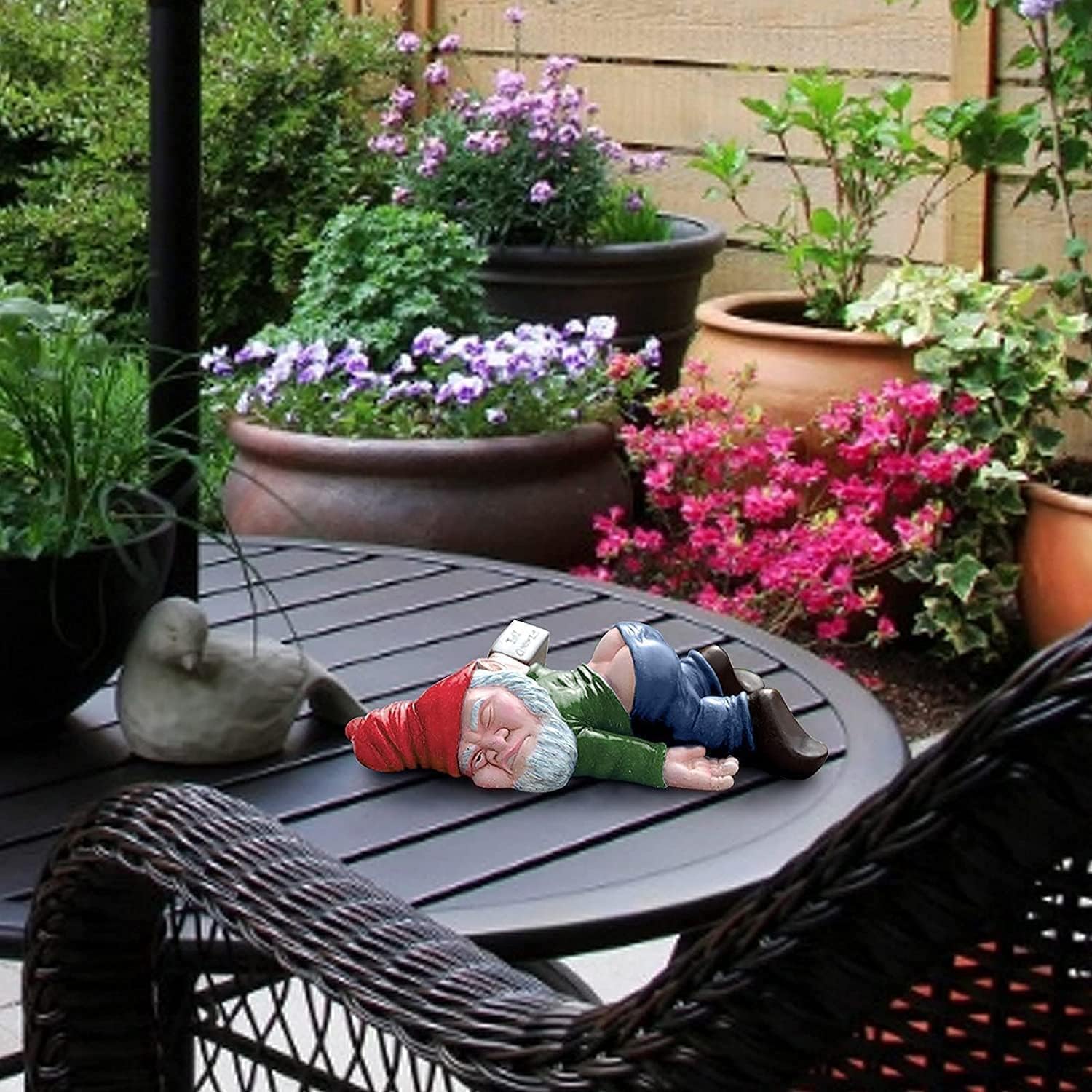 Detalle 2 de SXFENG nain de jardin-03 tuinkabouter van hars, groen en weerbestendig
