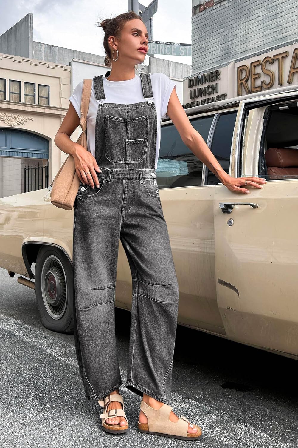 Thumbnail 4 de PLNOTME Denim Bib Overalls Barrel Leg