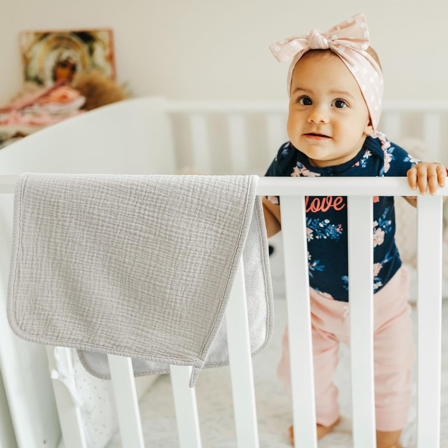 Thumbnail 4 de Bearmoss Muslin Squares Cloths: 6-Pack 100% Cotton Baby Burp Cloths, 50x25cm, Ultra-Absorbent and Soft