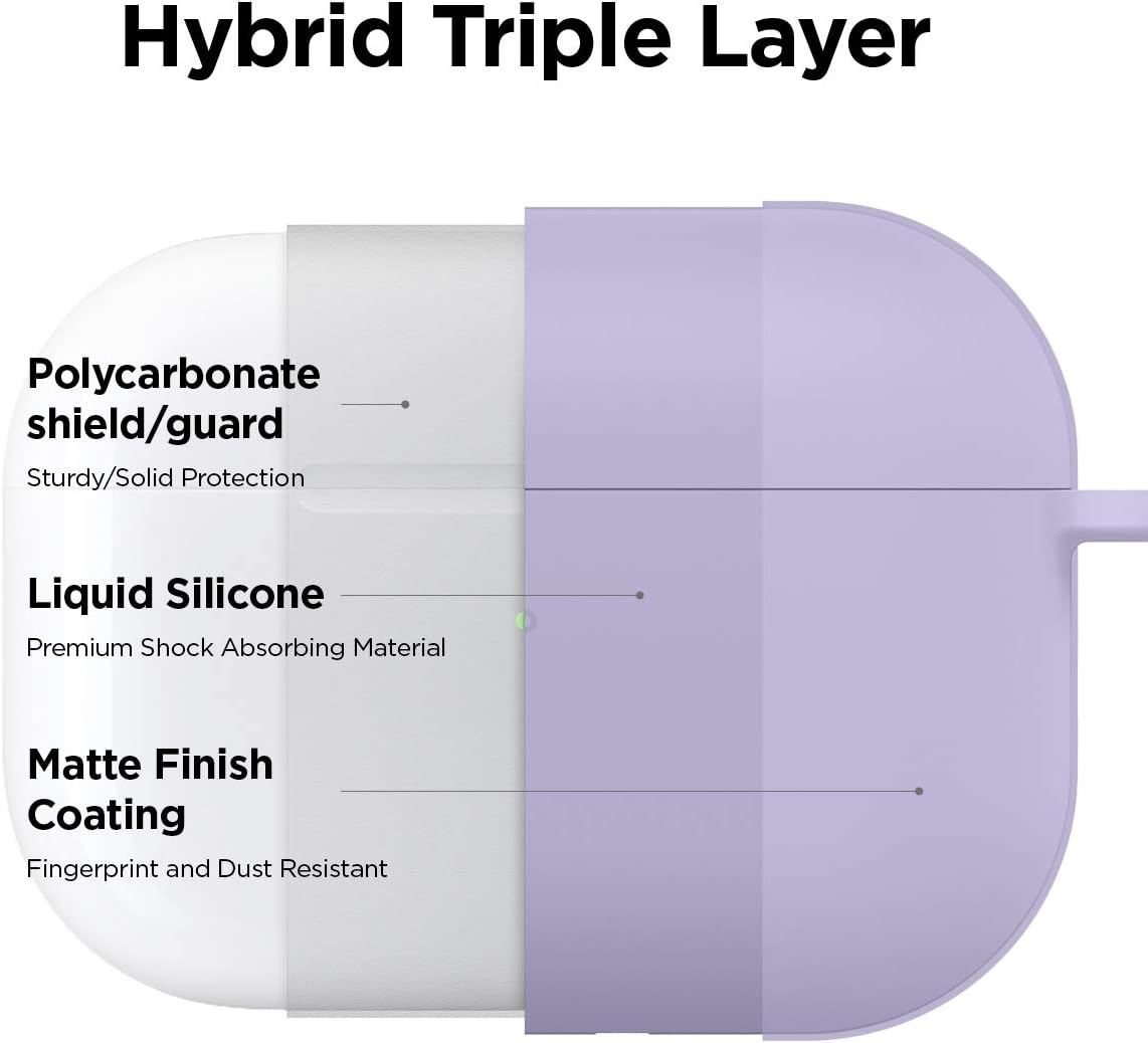 Thumbnail 1 de elago Étui liquide hybride avec mousqueton pour AirPods Pro – protection triple couche (lavande)