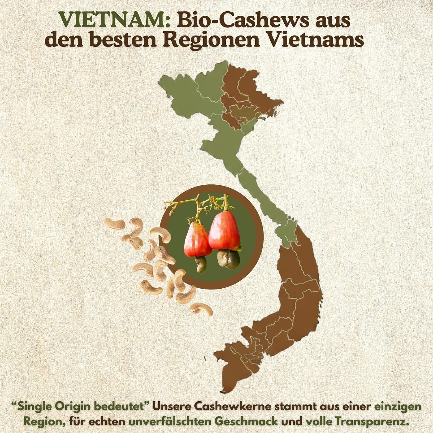 Detalle de DATTELMANN® Bio Cashewkerne 1KG – Ganze Cashewnüsse, roh & unbehandelt