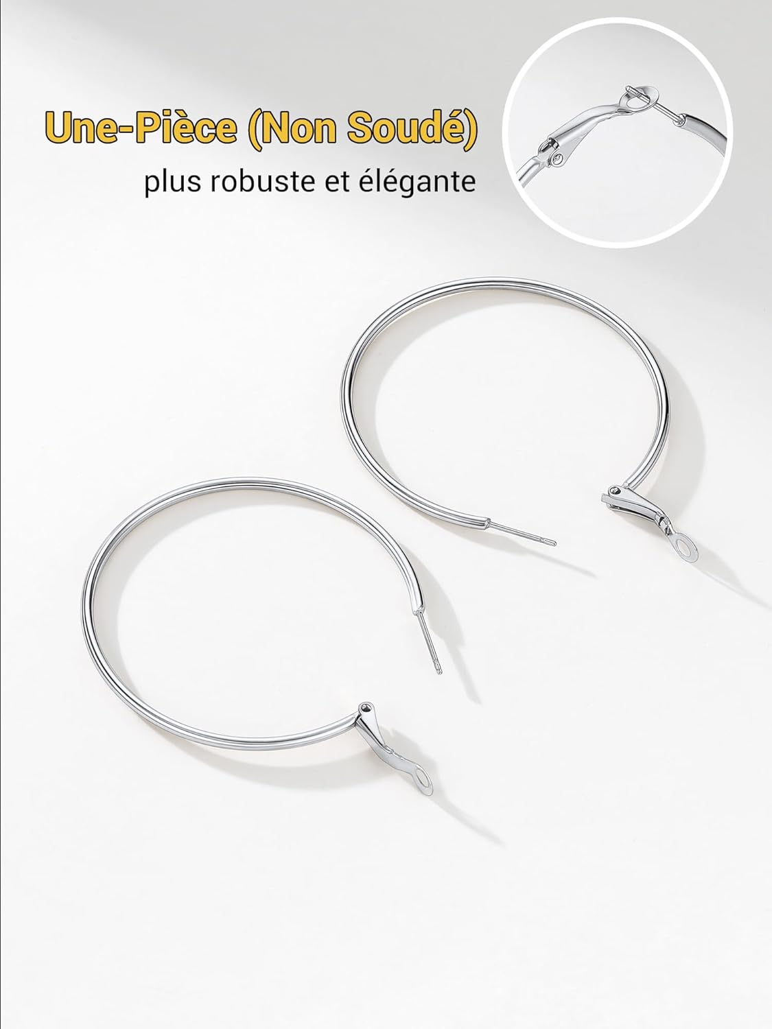 Thumbnail 4 de PROSTEEL Créoles Femme en Acier Inoxydable et Plaqué Or – Boucles d'Oreilles Anneaux Croix 50 mm