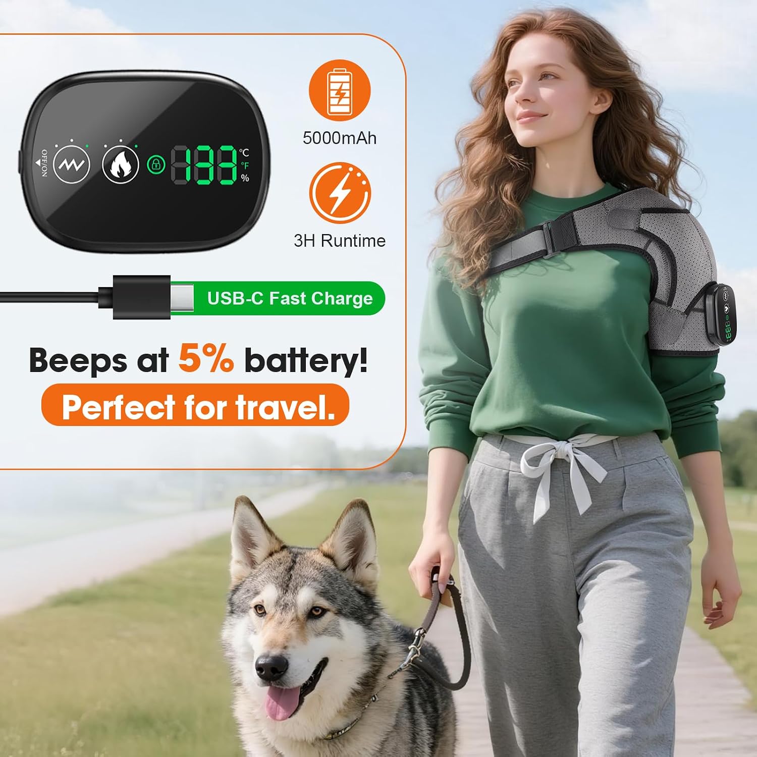 Detalle de Cordless Shoulder Heating Pad, 5000mAh Battery