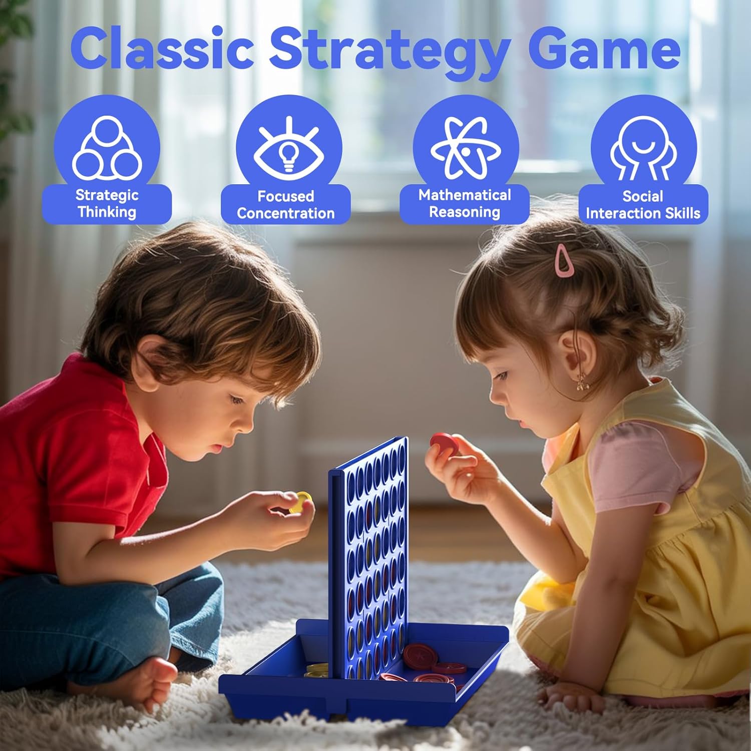 Detalle de Pup Go 4 in a Row Classic Board Game (Ages 3–8) – Foldable travel version with 6 spare discs