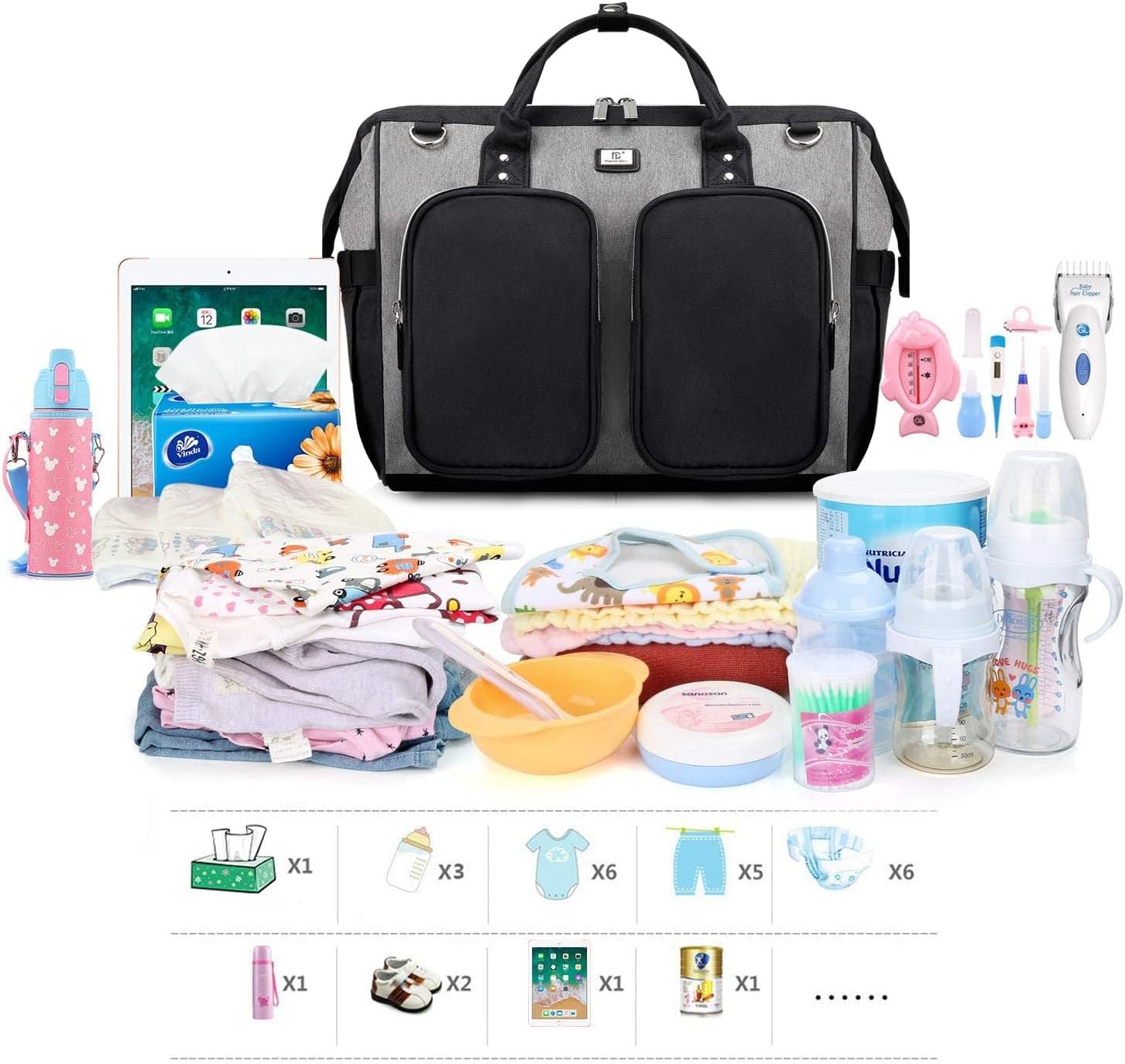 Thumbnail 1 de Pomelo Best Borsa a tracolla Pomelo Best per pannolini e fasciatoio, grande capacità in Oxford impermeabile